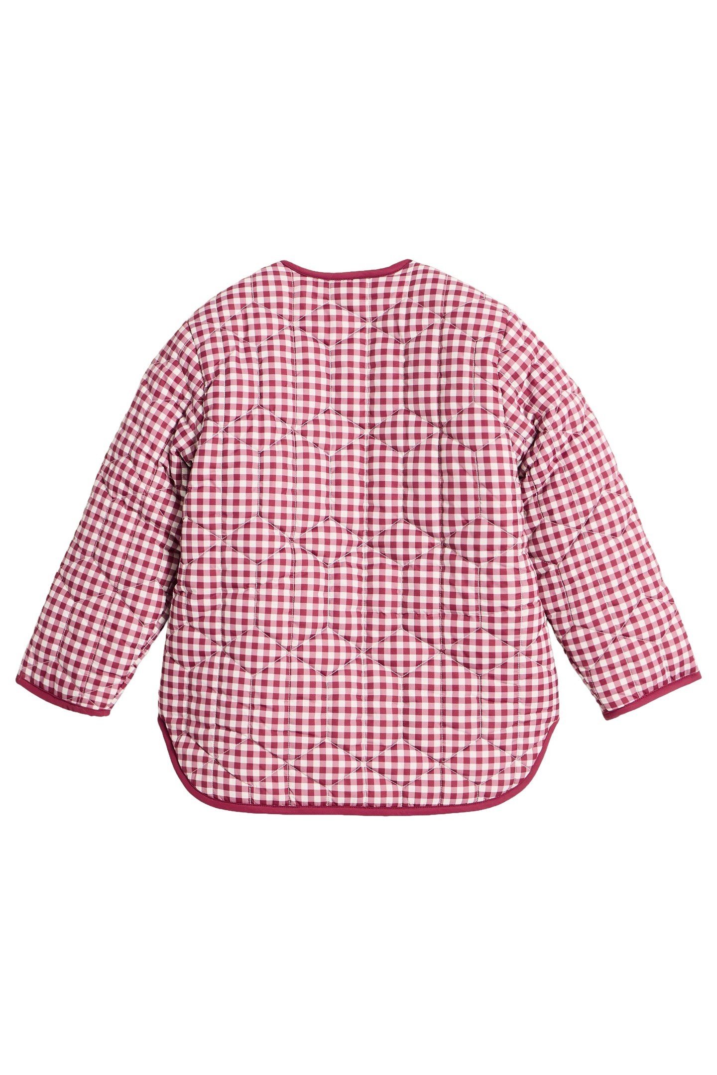 GINGHAM BORG LINED COAT DEEP RED 1