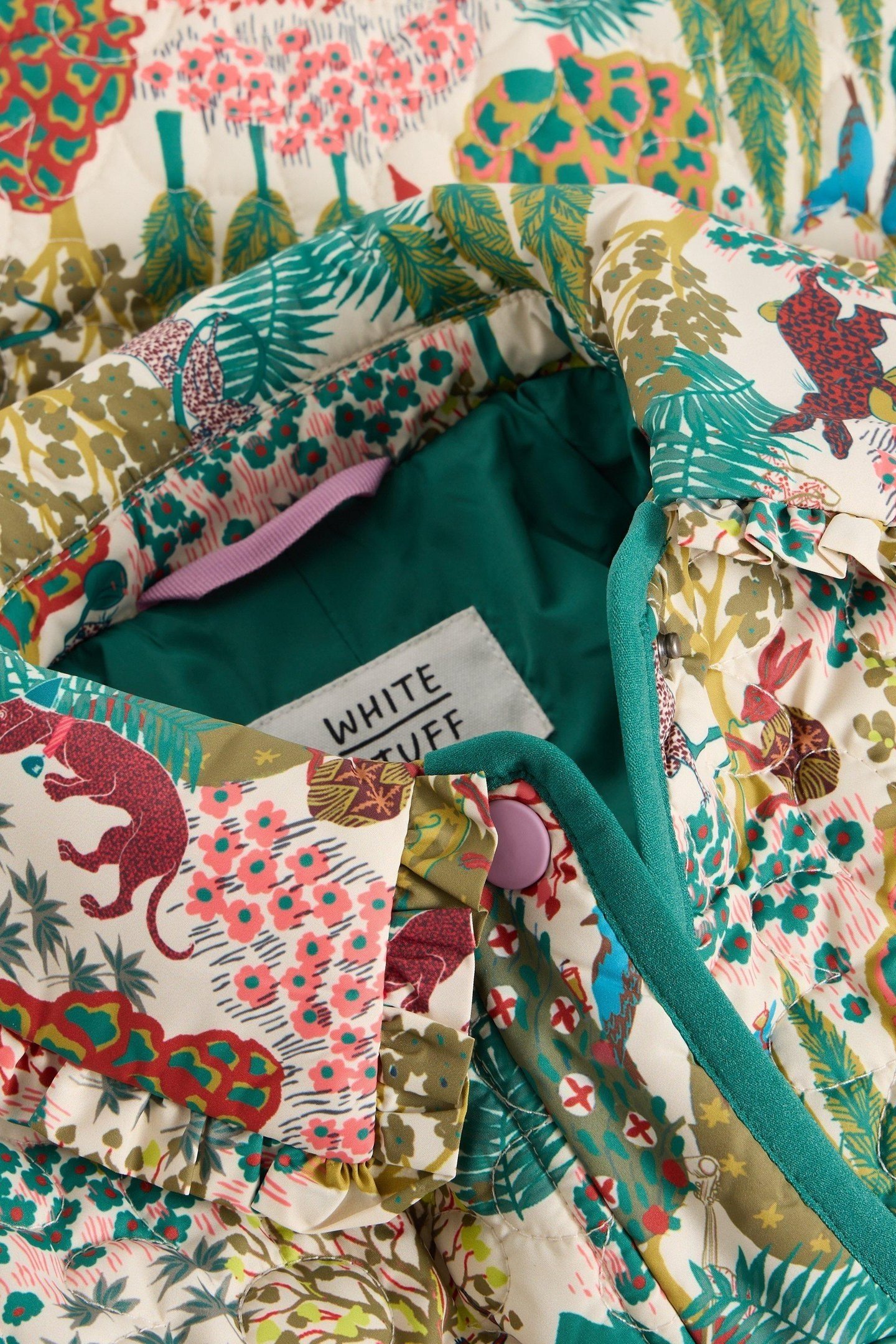 WOODLAND PRINT QUILTED COAT NATURAL MULTI 2