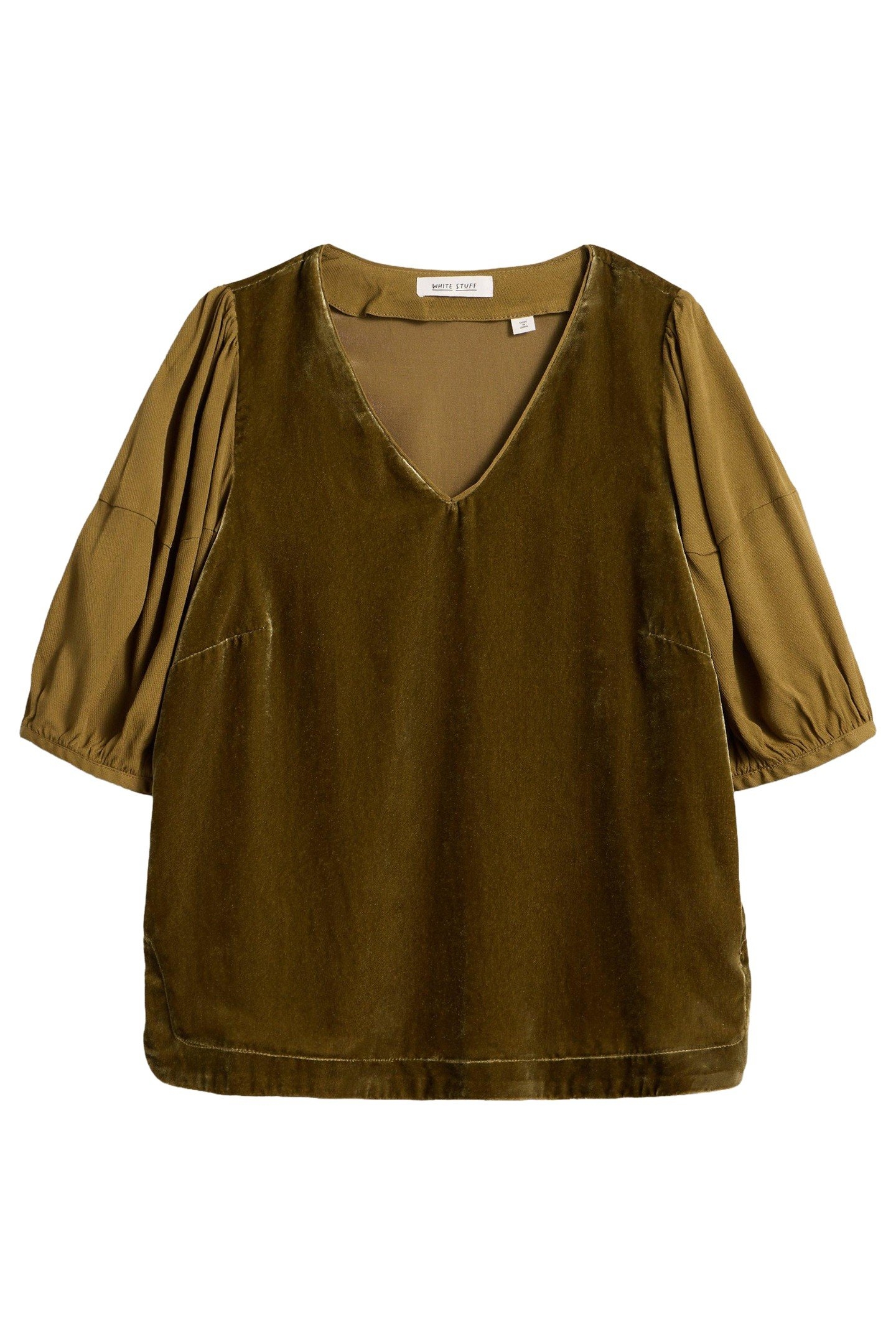 CLEO VELVET MIX TOP KHAKI GREEN 1