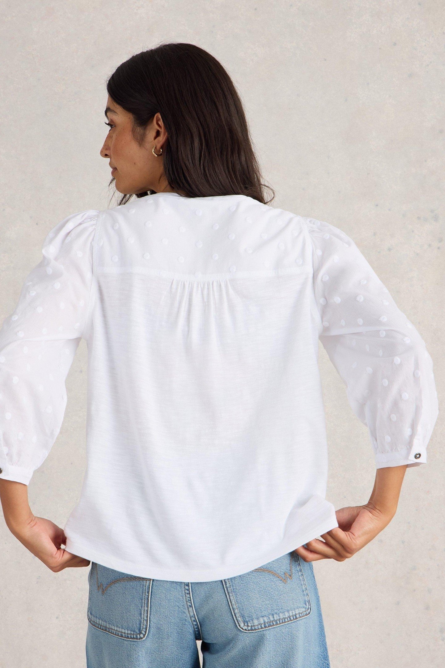 ELISE DOBBY MIX TOP PALE IVORY 2