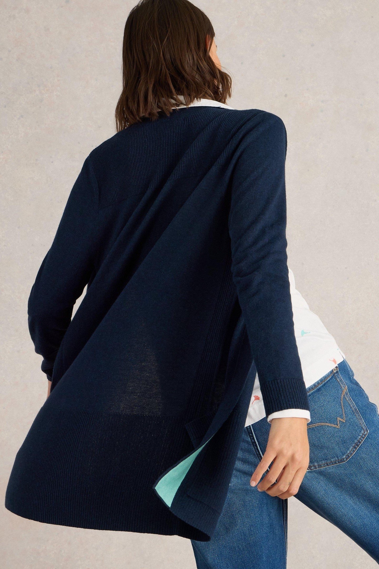 TANYA LONGLINE CARDI FRENCH NAVY 2