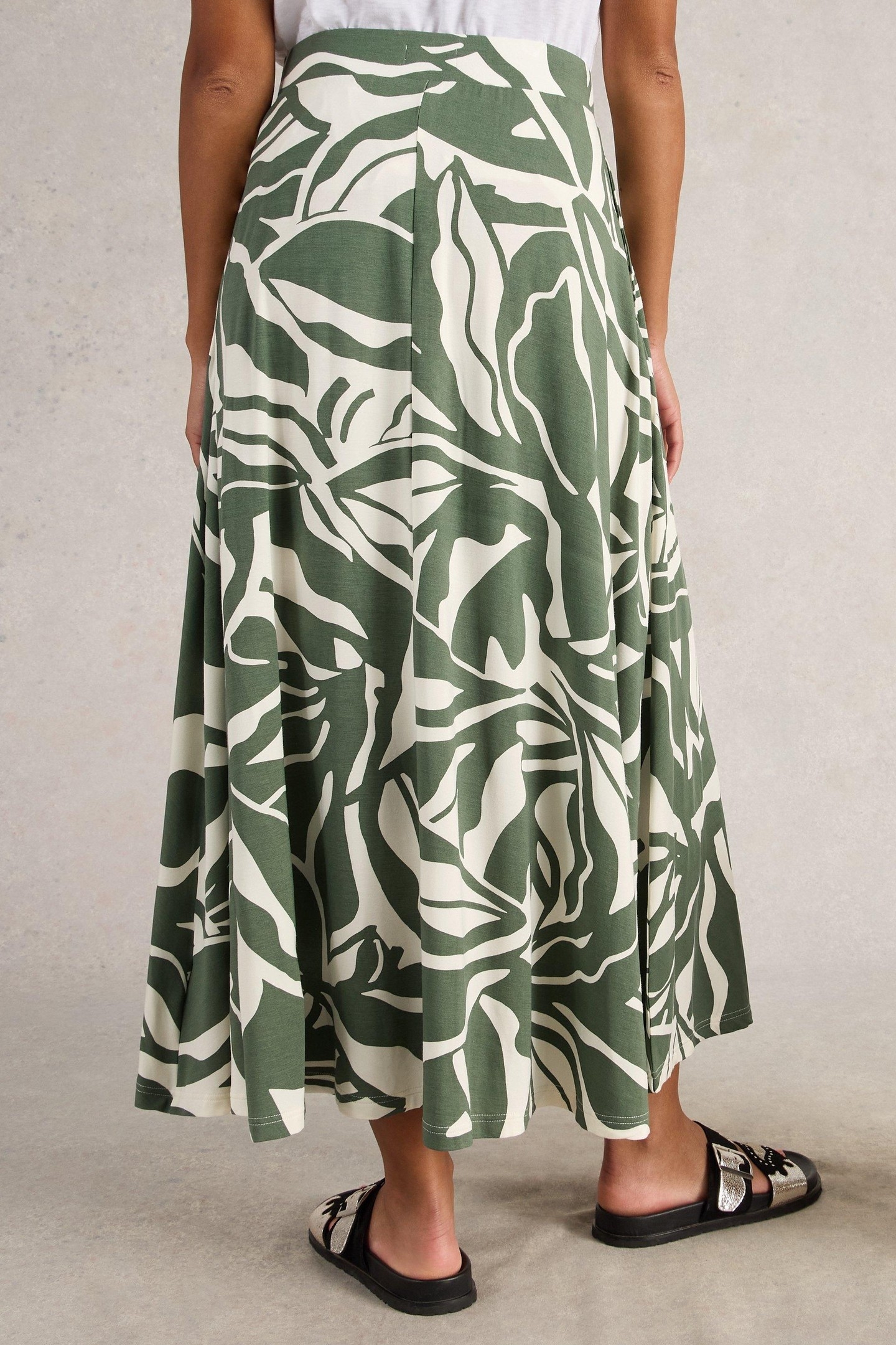 JADA JERSEY MAXI SKIRT GREEN PRINT 2