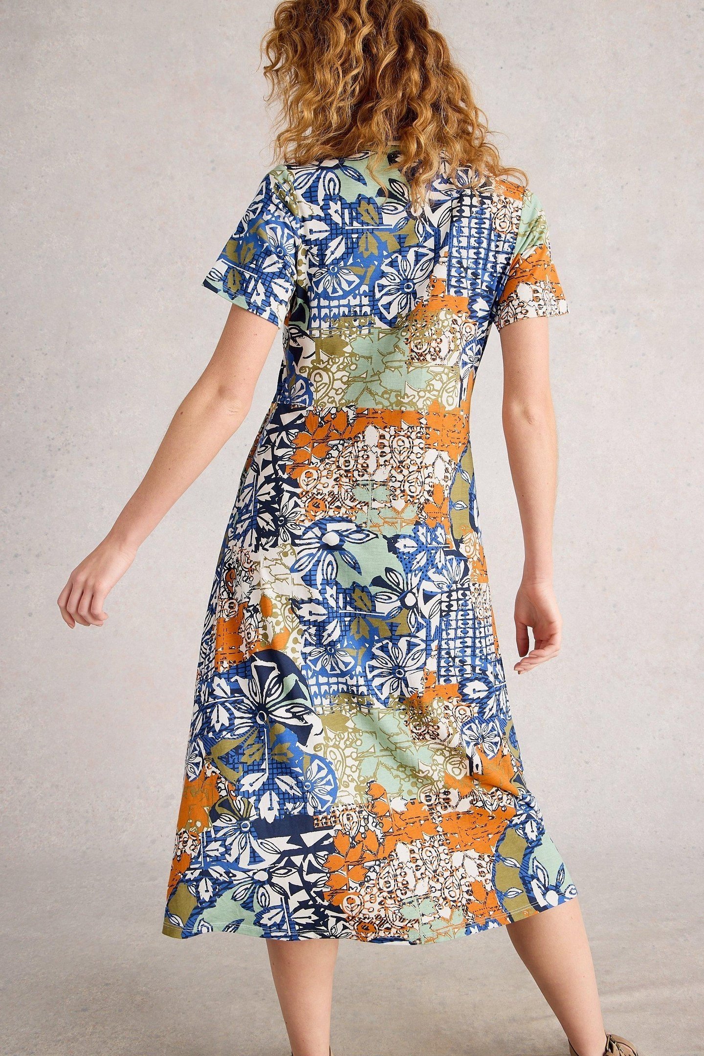 RUA JERSEY SHIRT DRESS ORANGE MULTI 2