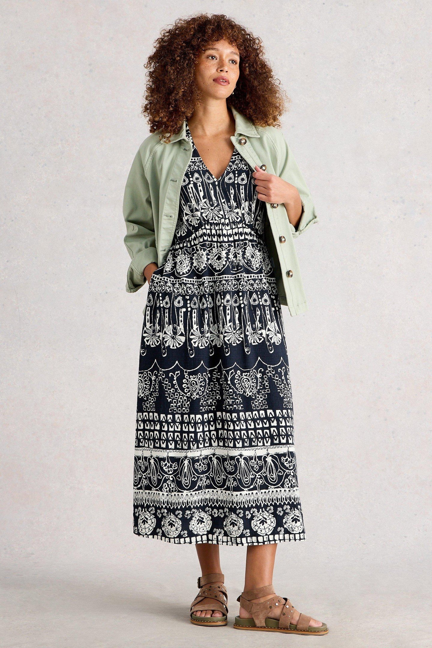 LUCY MIDI DRESS NAVY PRINT 1