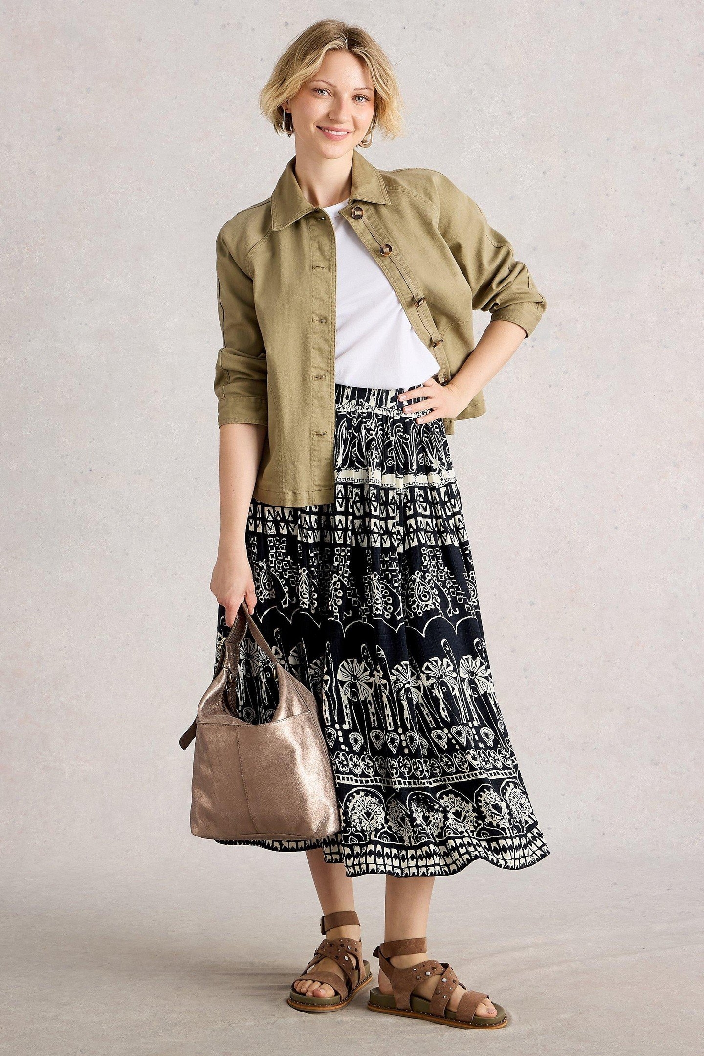 ABIGAIL MIDI SKIRT NAVY PRINT 1