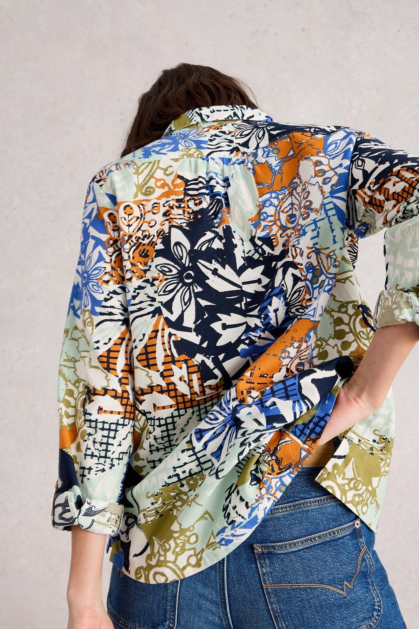 SOPHIE ORGANIC COTTON SHIRT ORANGE MULTI 2