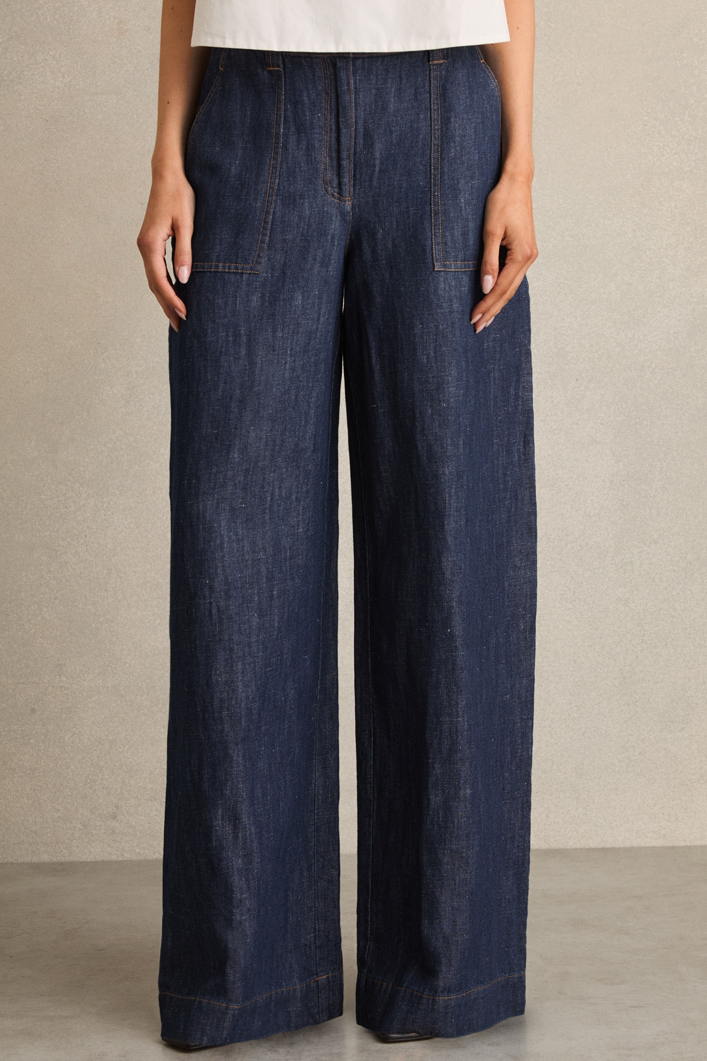 WIDE LEG LINEN TROUSER INDIGO 1