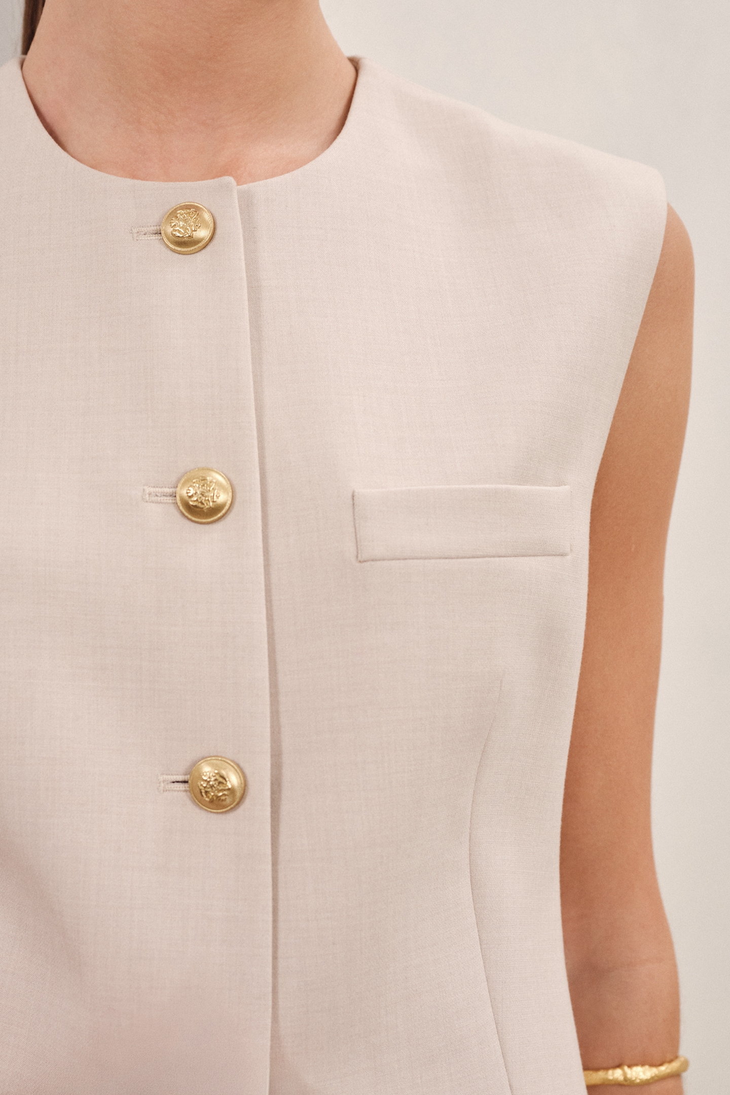 HIGH NECK LONG LINE WAISTCOAT NEUTRAL 6