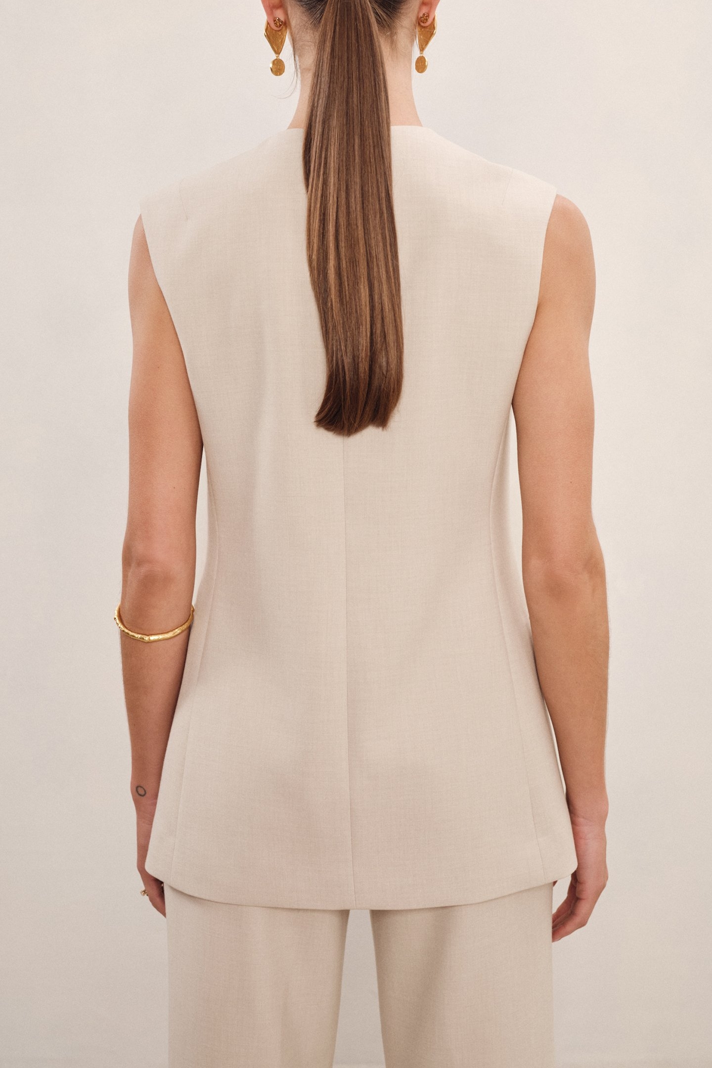 HIGH NECK LONG LINE WAISTCOAT NEUTRAL 2