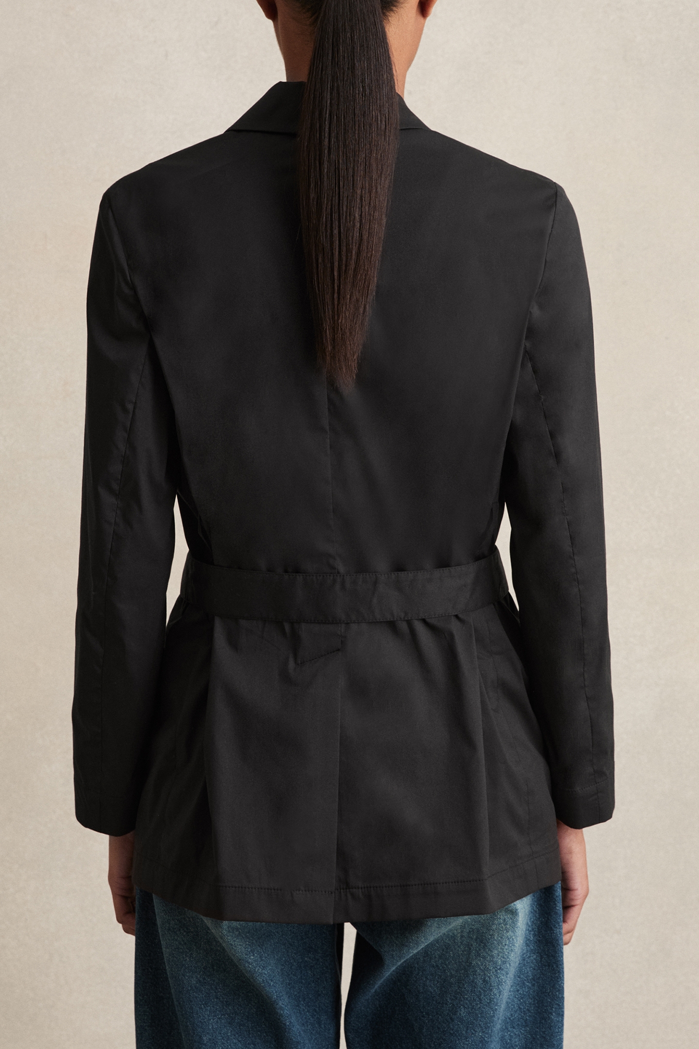BELTED DB COTTON JACKET BLACK 4