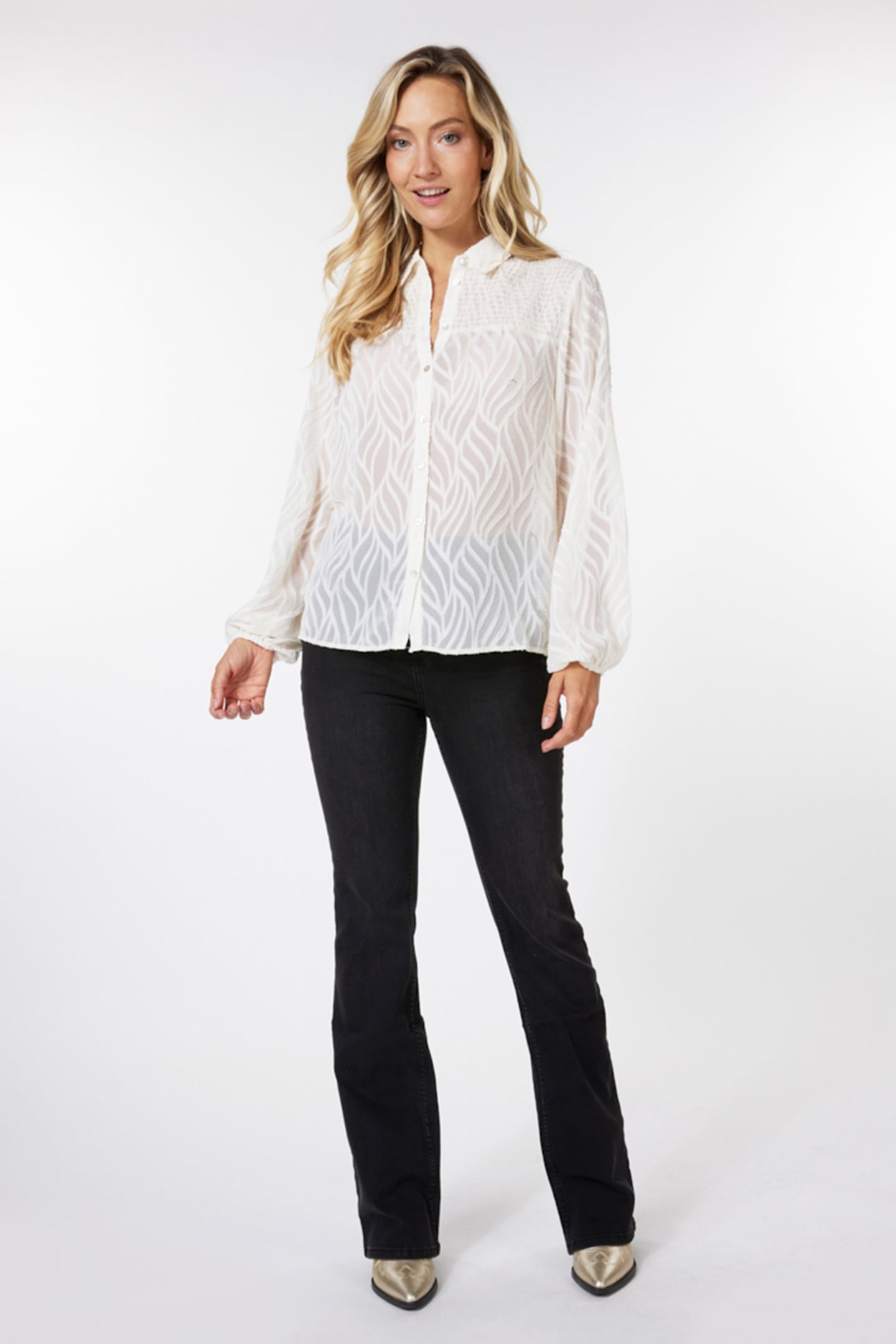 BLOUSE BURN OUT SMOCK OFF WHITE 2