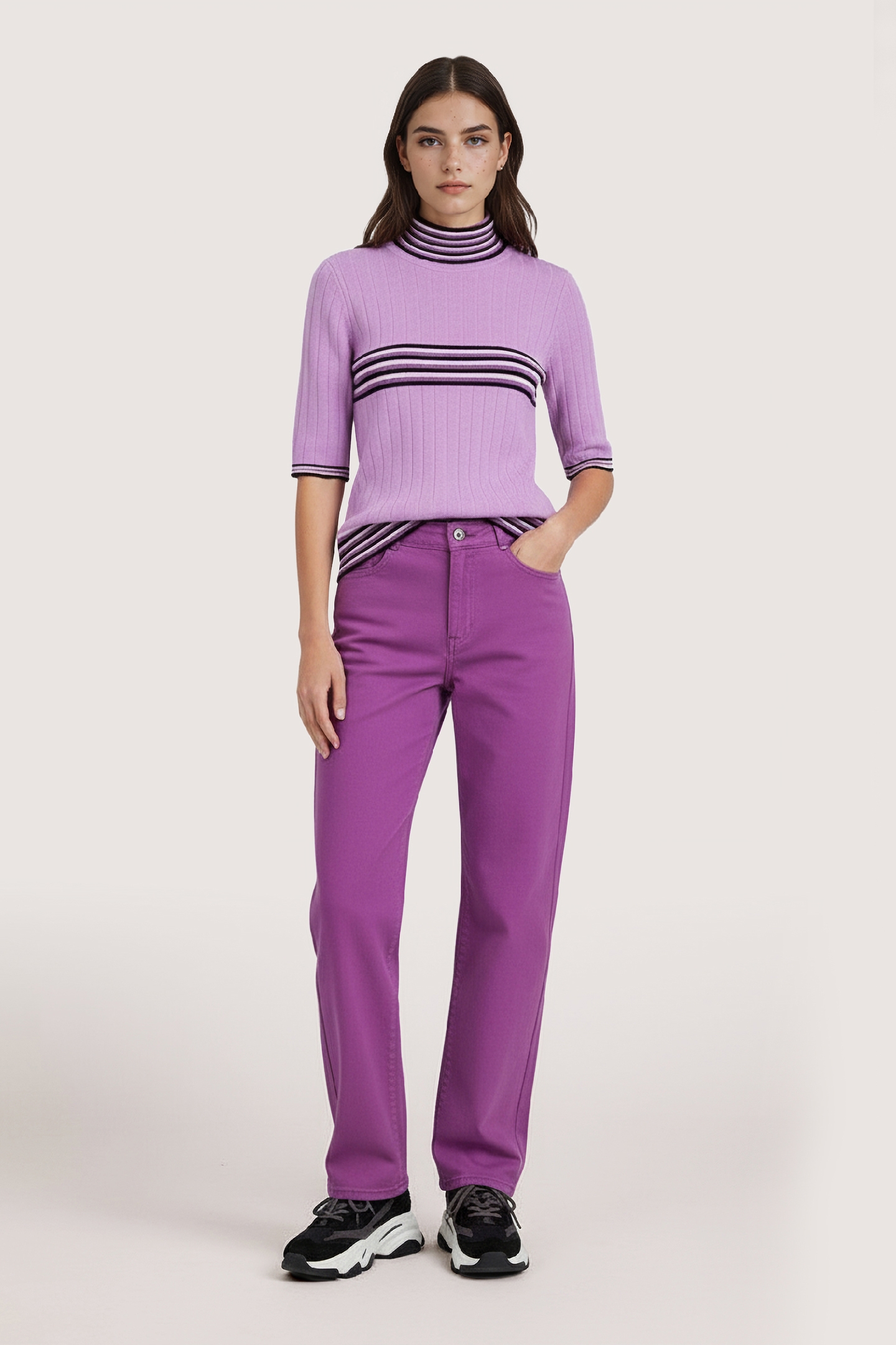 TROUSERS COLORED DENIM STRAIGHT FIT VIOLET 2