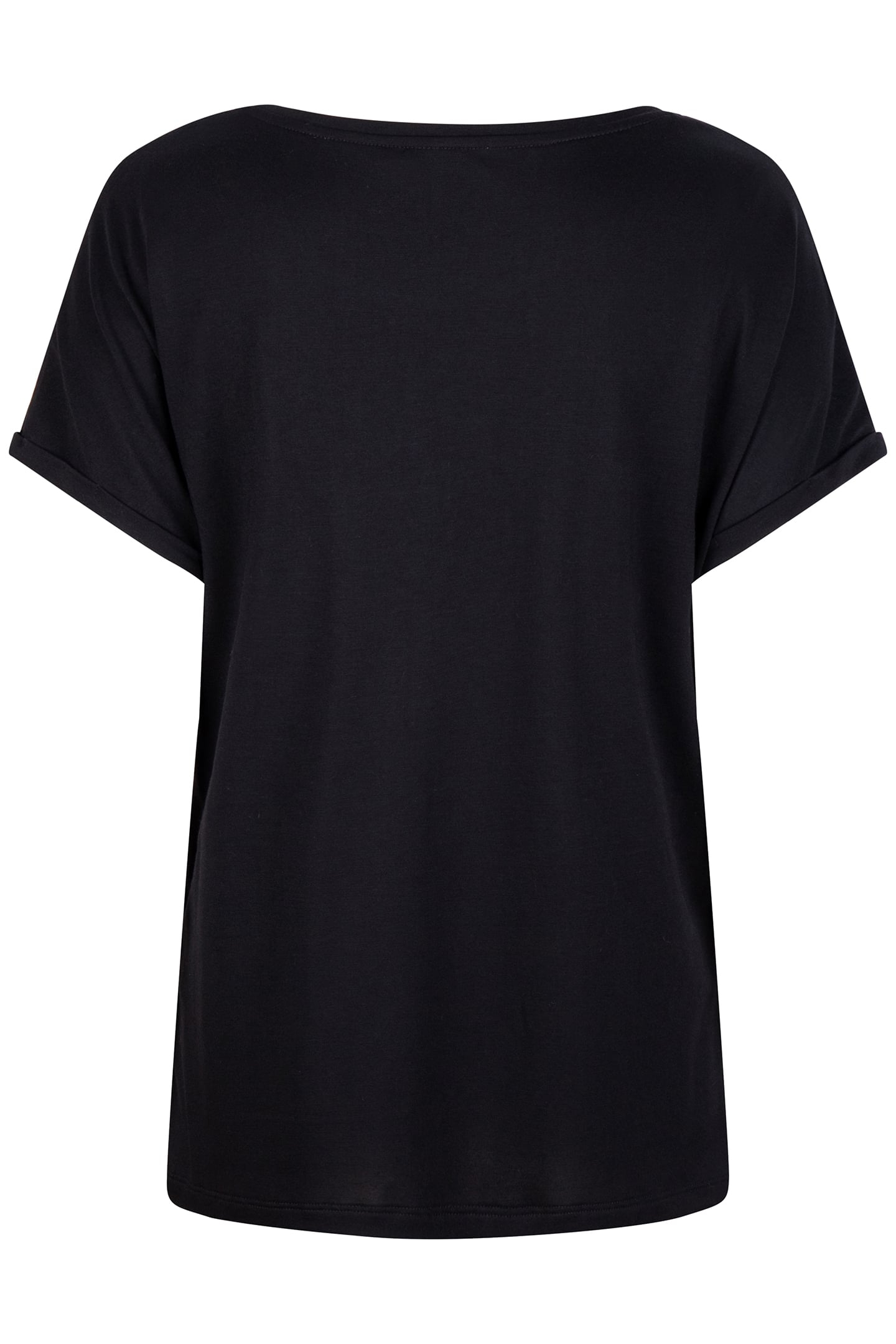 T-SHIRT MODAL TURN UP SLEEVE BLACK 6