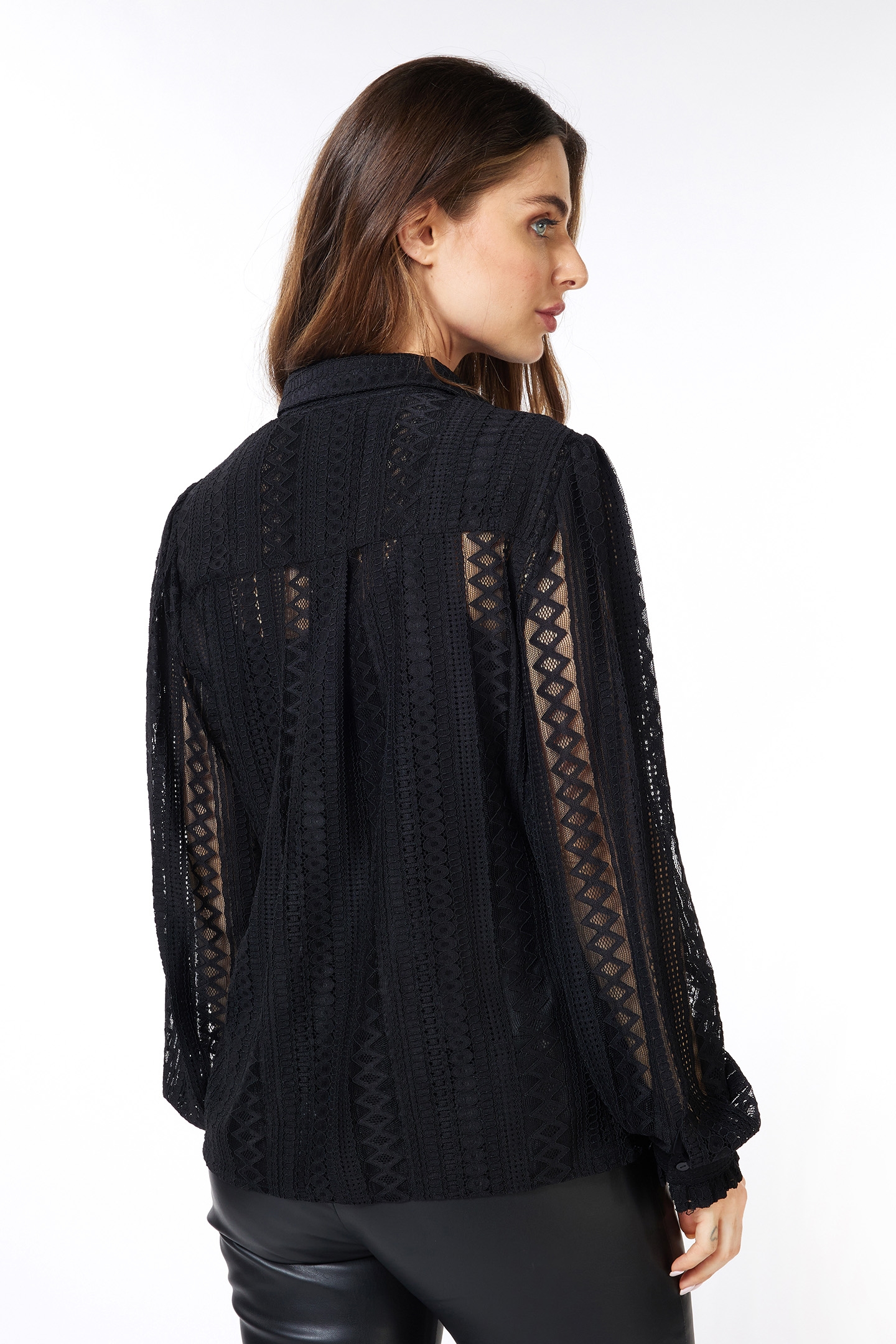 BLOUSE LACE PUFF SLVE BLACK 4