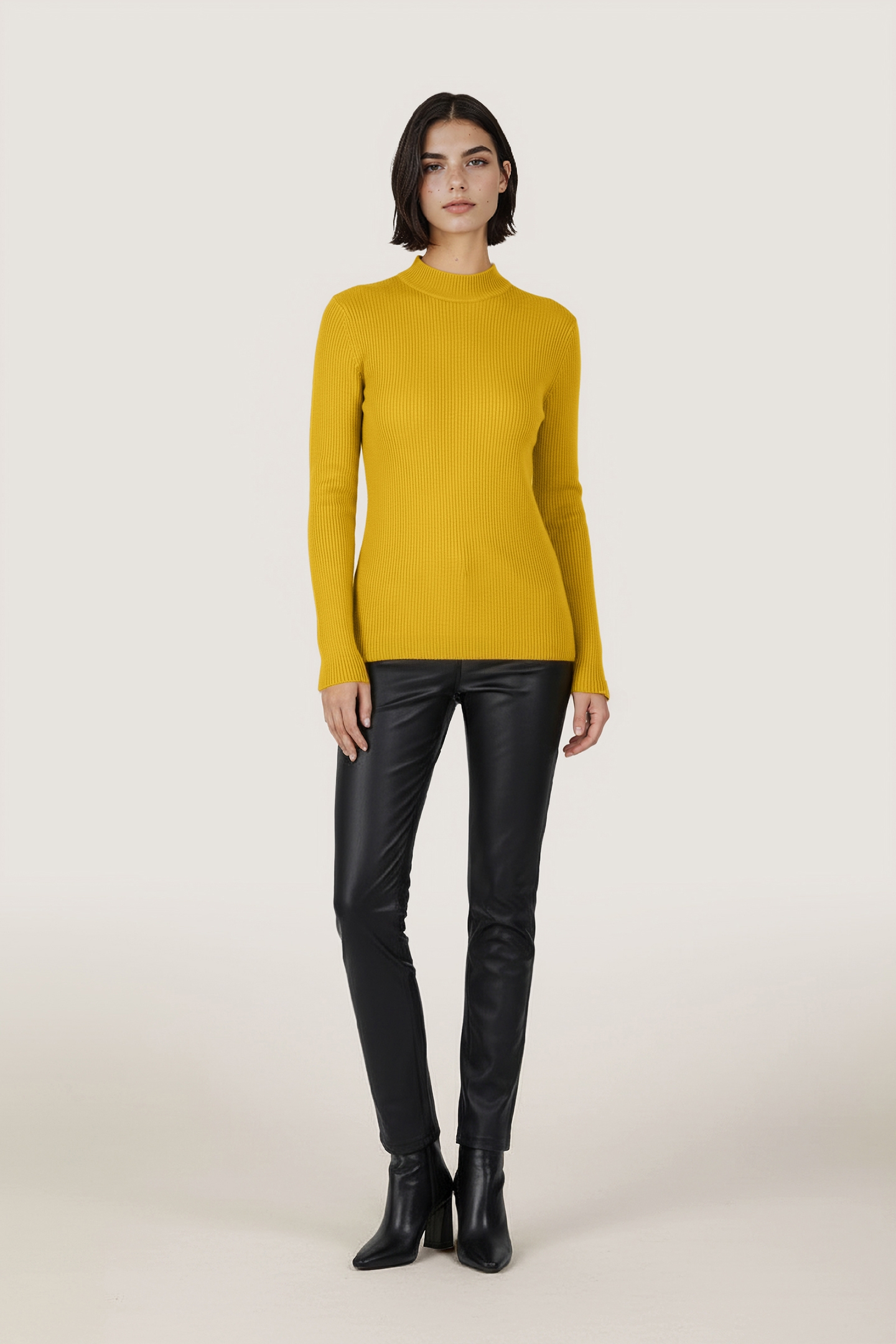 TOP RIB LONG SLVE OCHRE 2