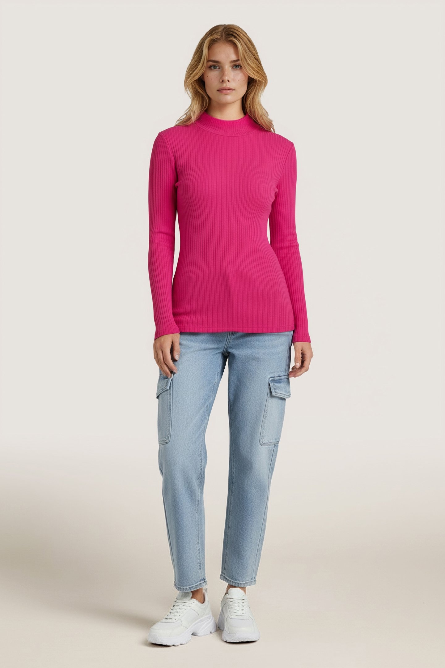 TOP RIB LONG SLVE FUCHSIA 2