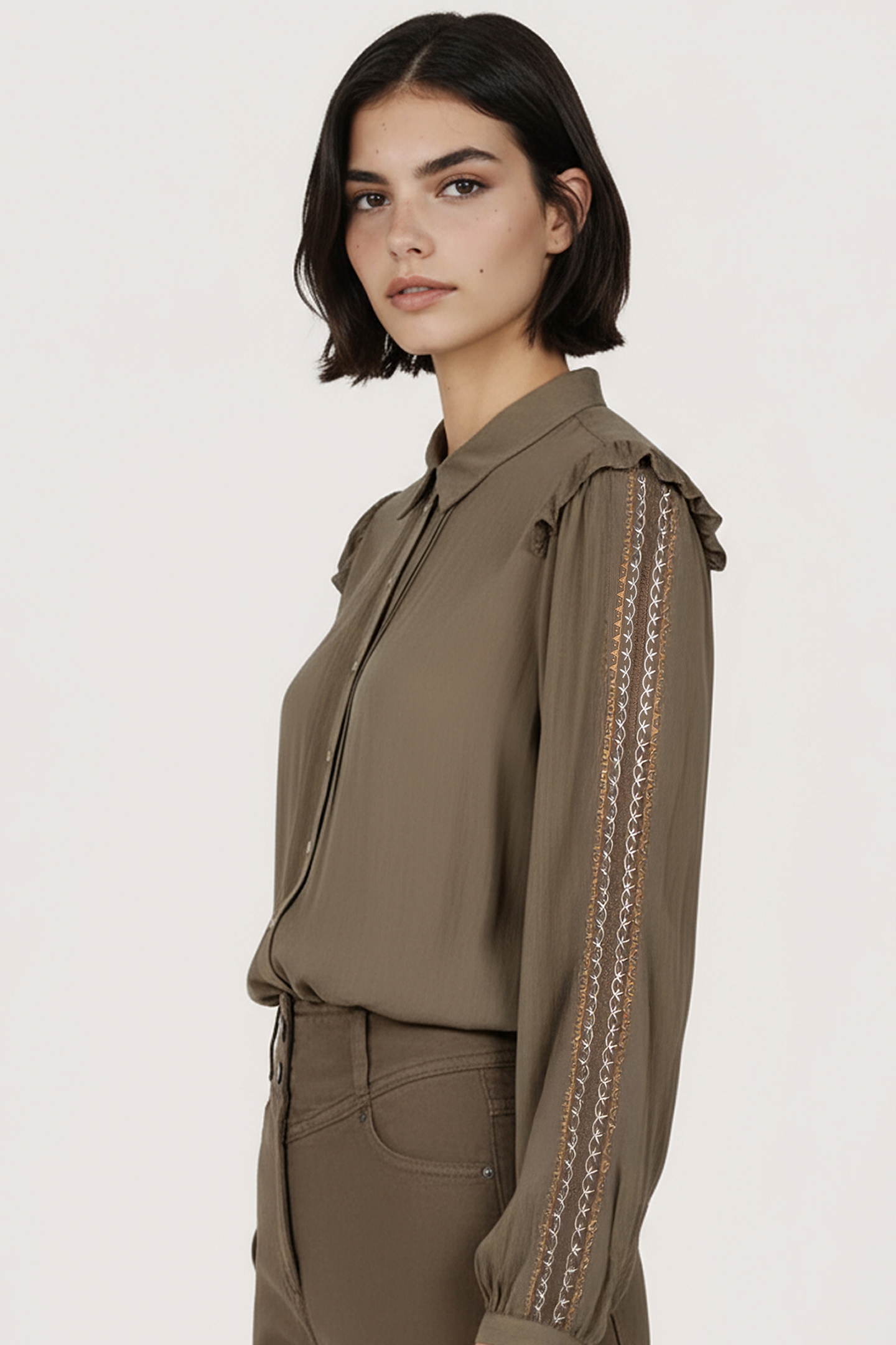 BLOUSE EMBROIDERY ARMY GREEN 2