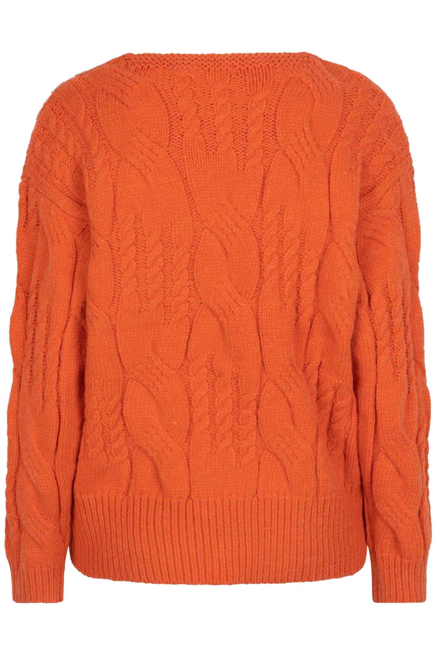 SWEATER CABLES V-NECK RED CLAY 5