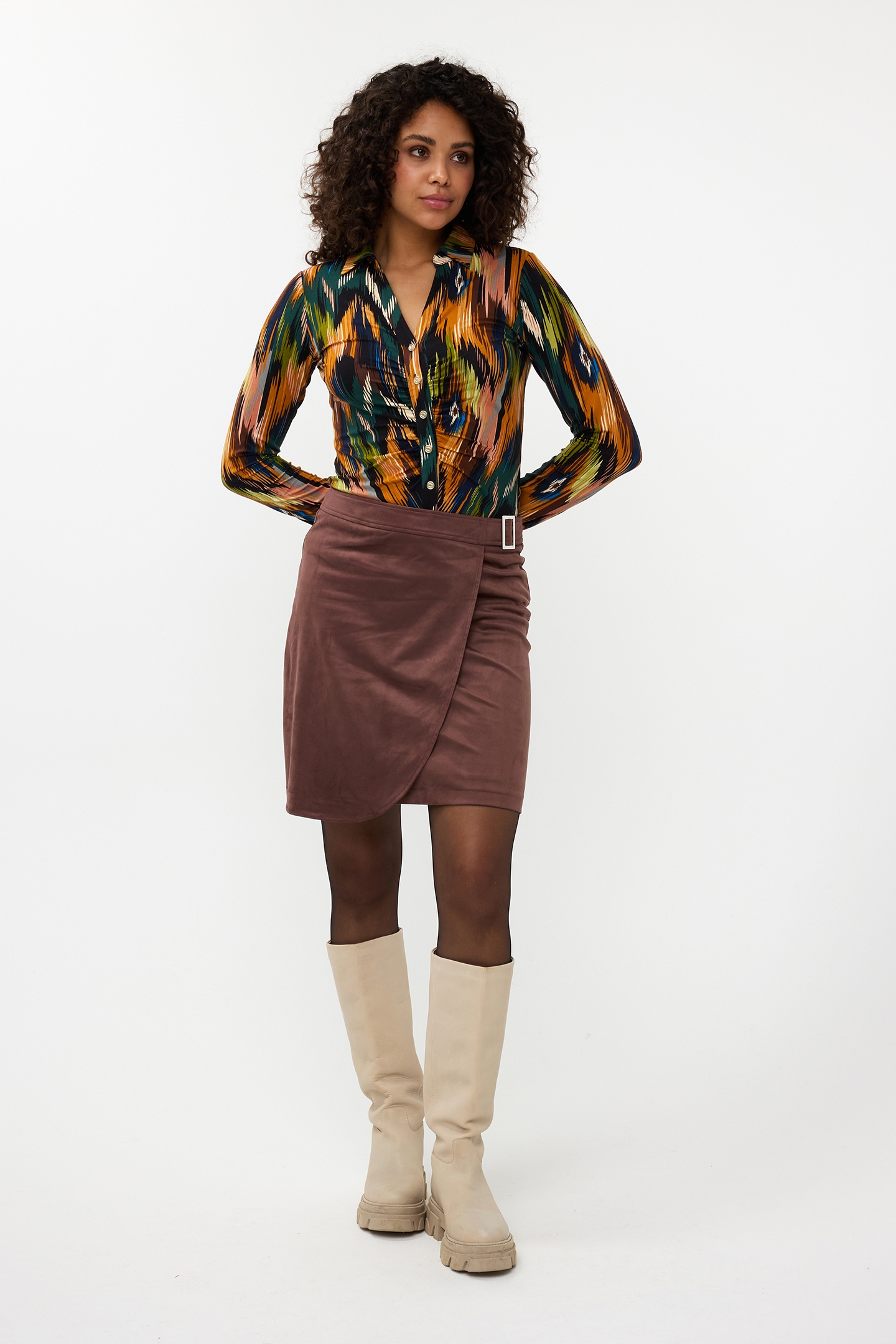 SKIRT OVERLAP SUEDINE CHOCOLATE 2