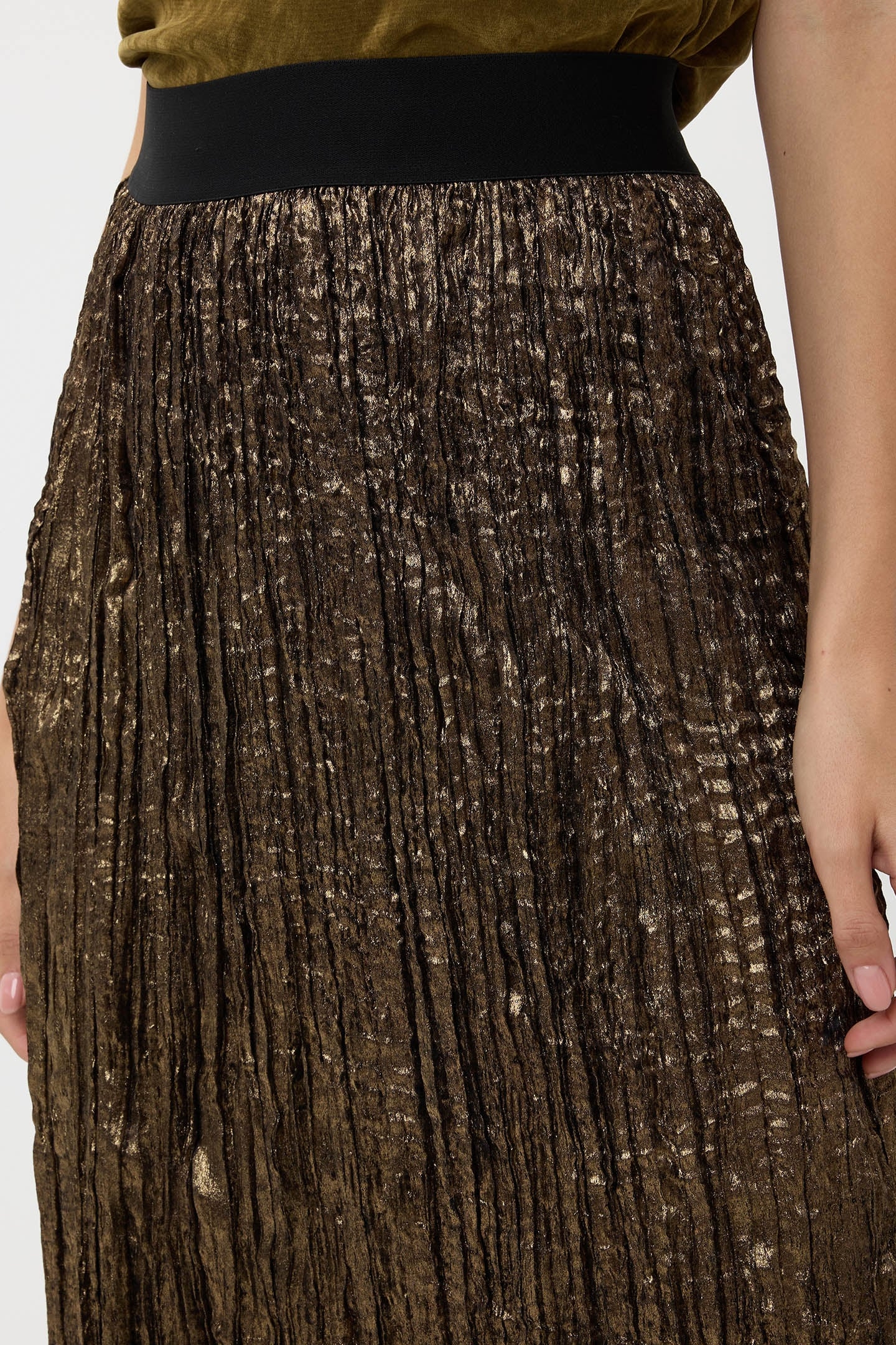 SKIRT CRUSHED FOIL MOSS GREEN 8