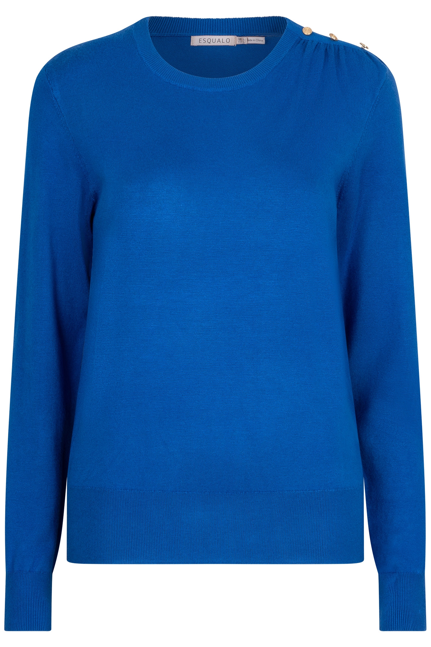 SWEATER GATHERING BUTTON DETAILS BASIC KNIT BRILLIANT BLUE 3