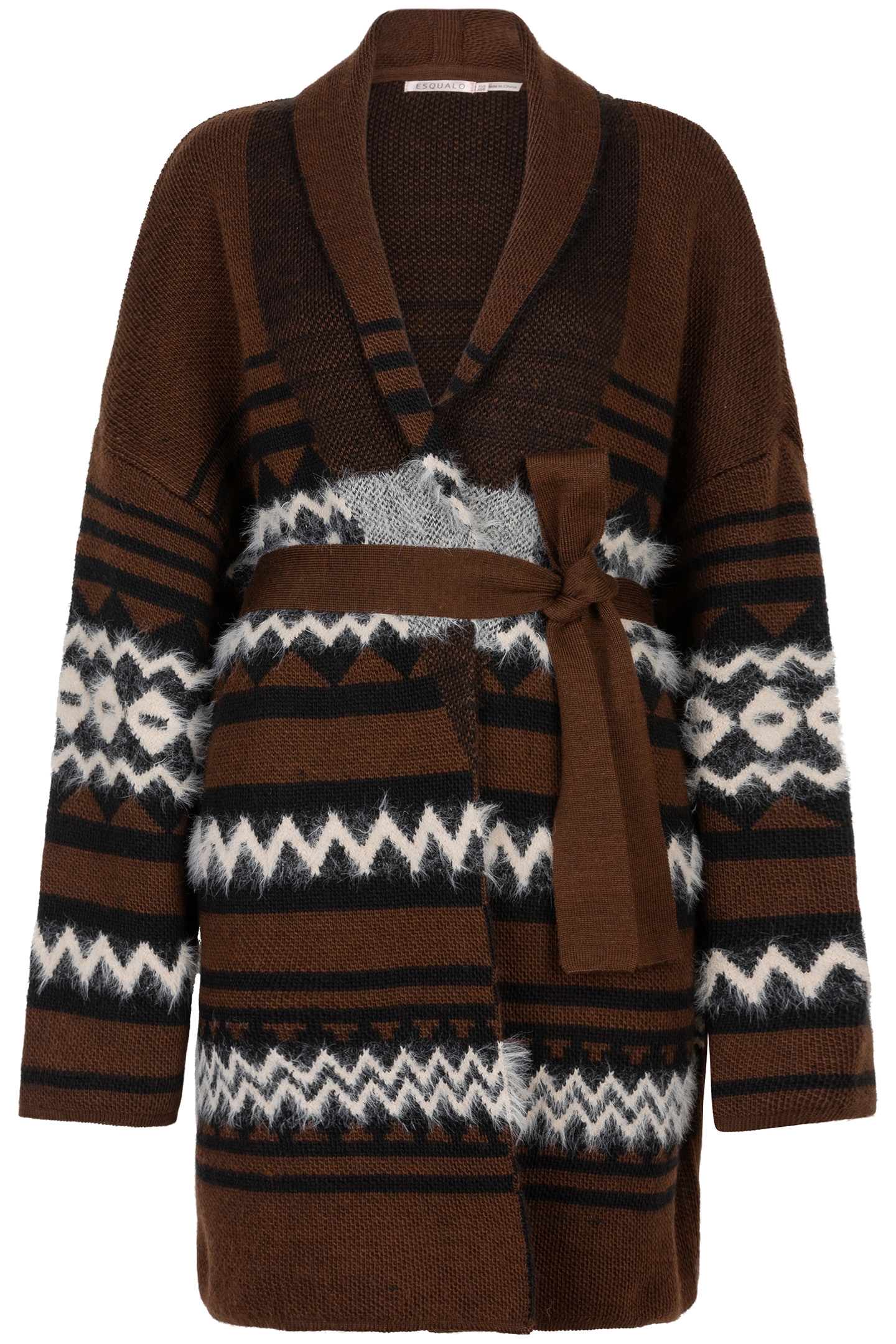 CARDIGAN HAIRY ETHNIC STRIPE CHOCOLATE 4