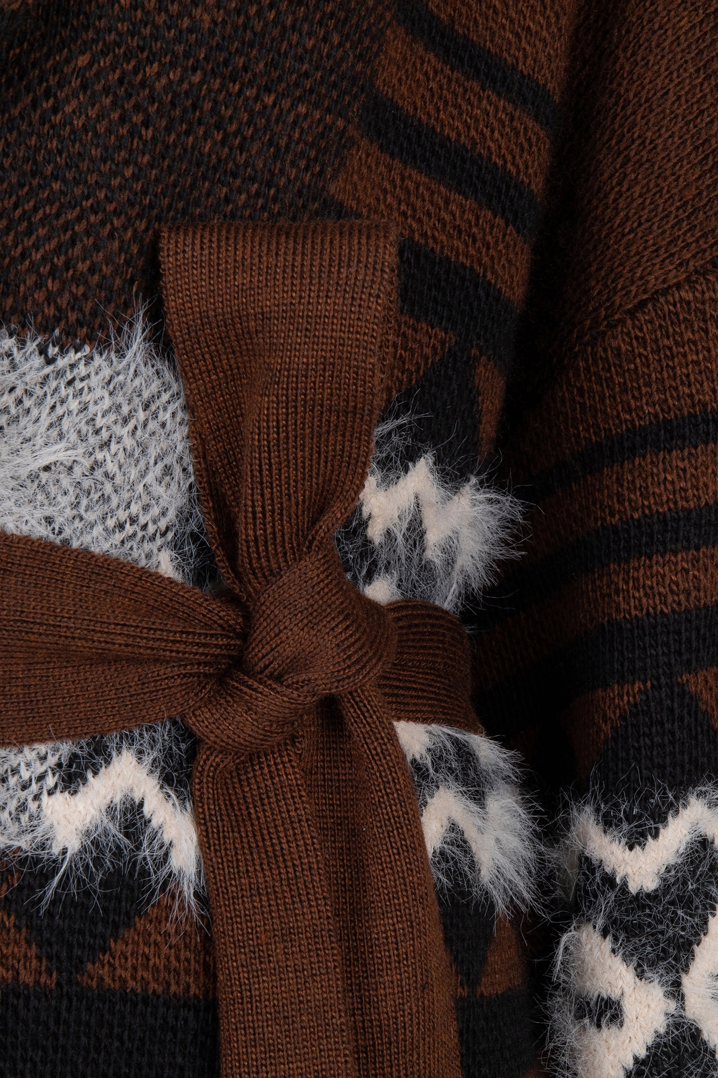 CARDIGAN HAIRY ETHNIC STRIPE CHOCOLATE 7