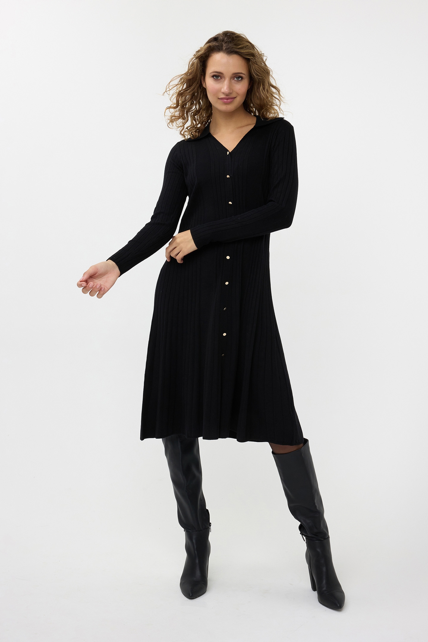 DRESS RIB BUTTON CLOSURE BLACK 2