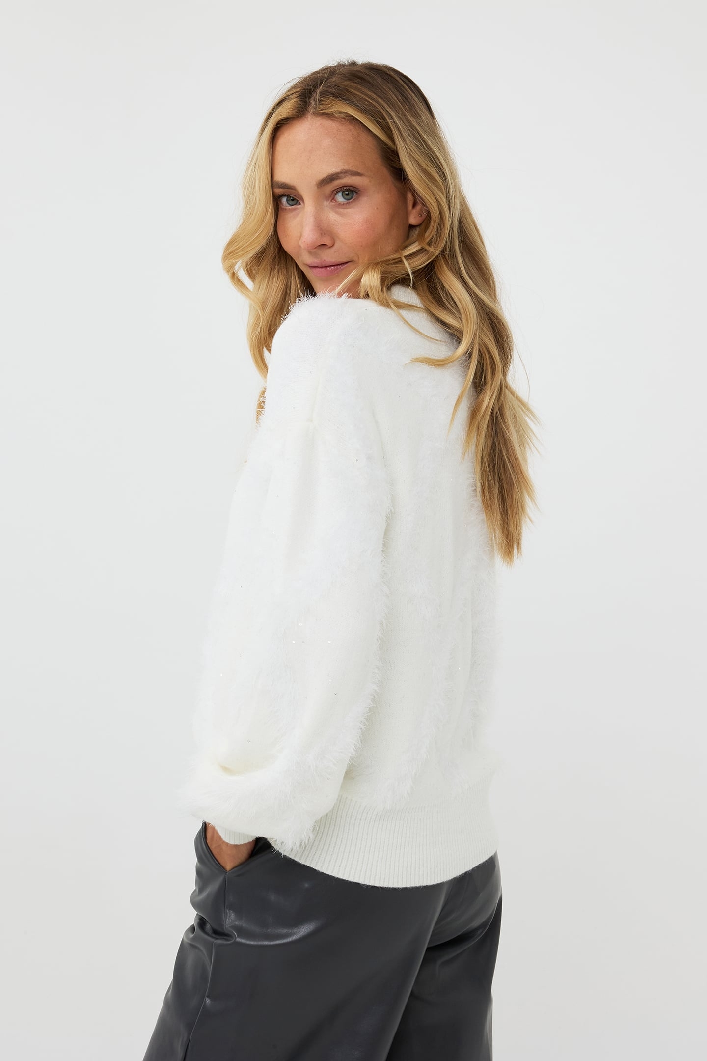 SWEATER HAIRY SEQUINS OFF WHITE 3