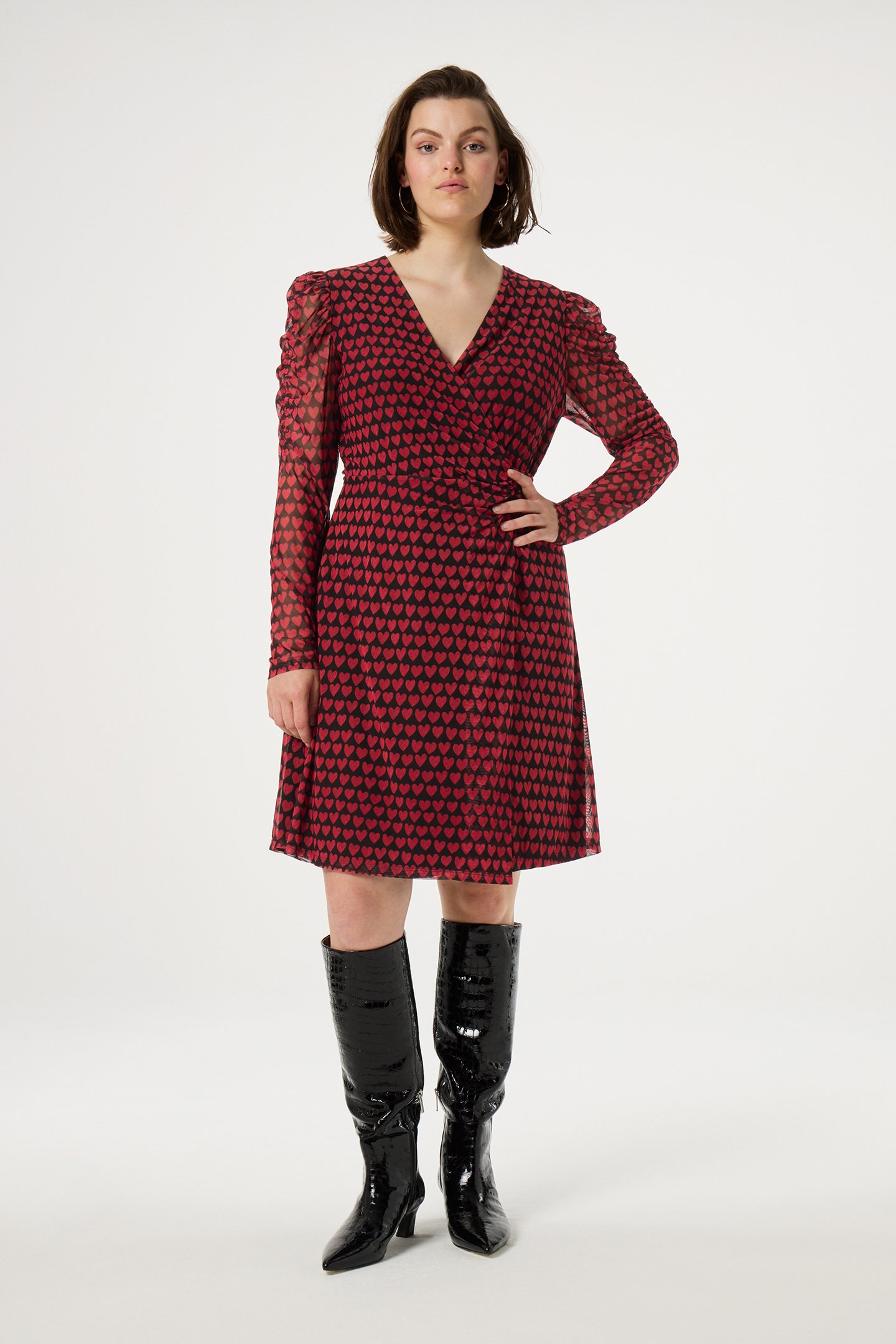 FLAKE DRESS BLACK/CERISE RED 1