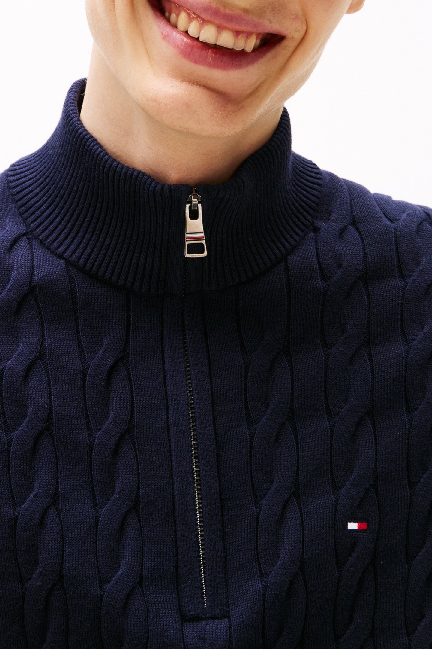 CLASSIC COTTON CABLE SWEATER NAVY BLUE 6