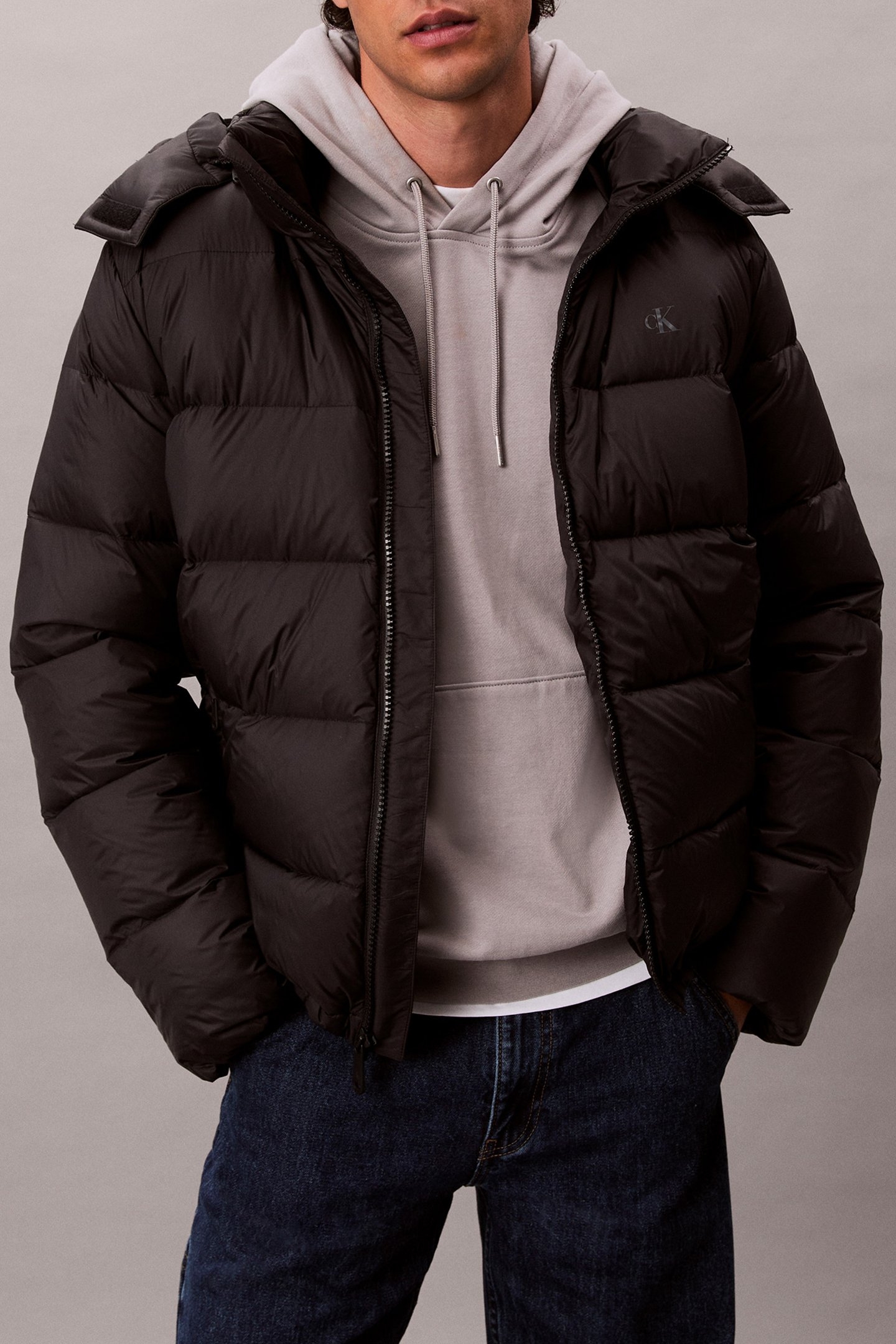 LONGSLEEVE NYLON ZIP OFF HOODIE BLACK 1