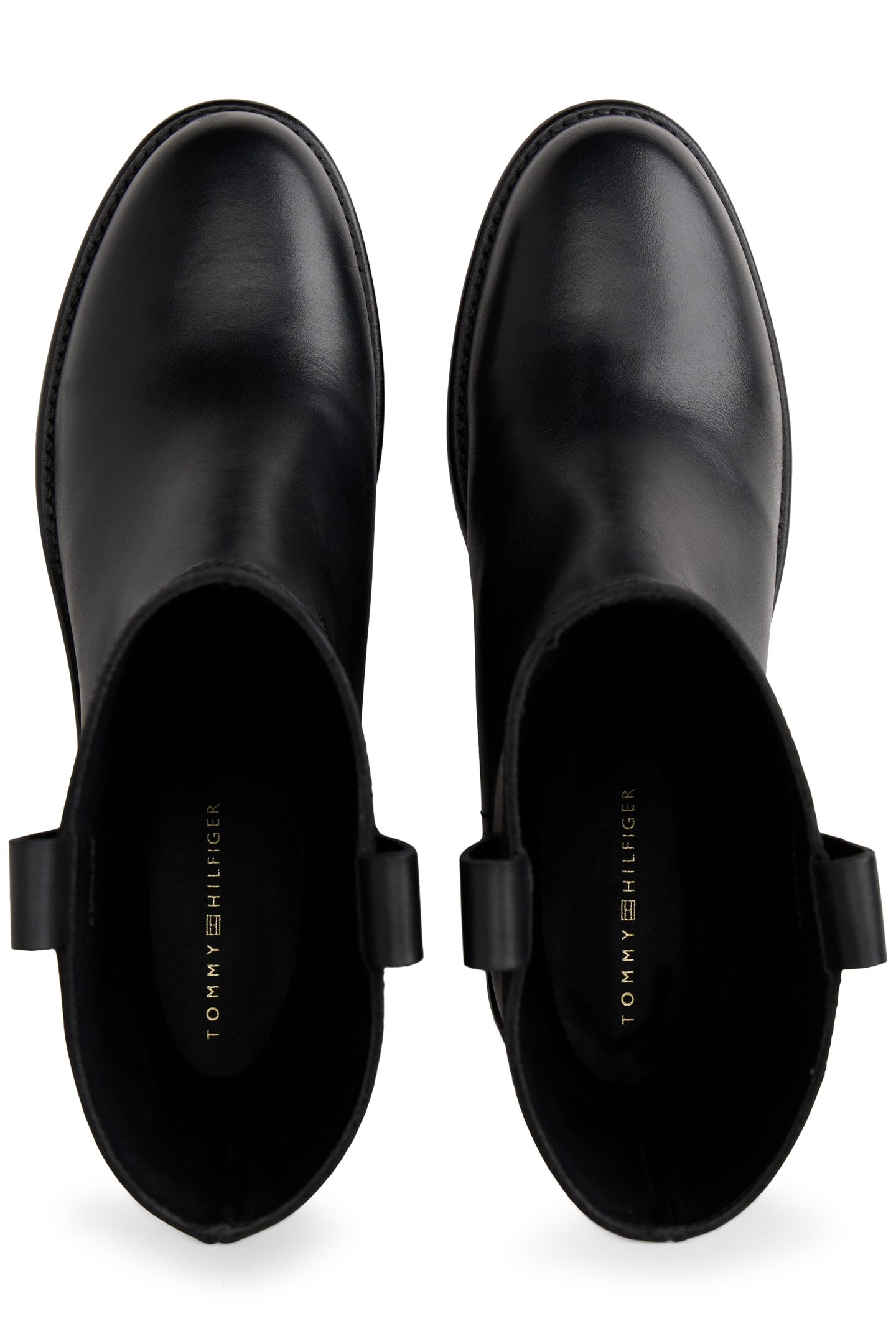 LEATHER BLOCK HEEL RIDING BOOTS BLACK 3