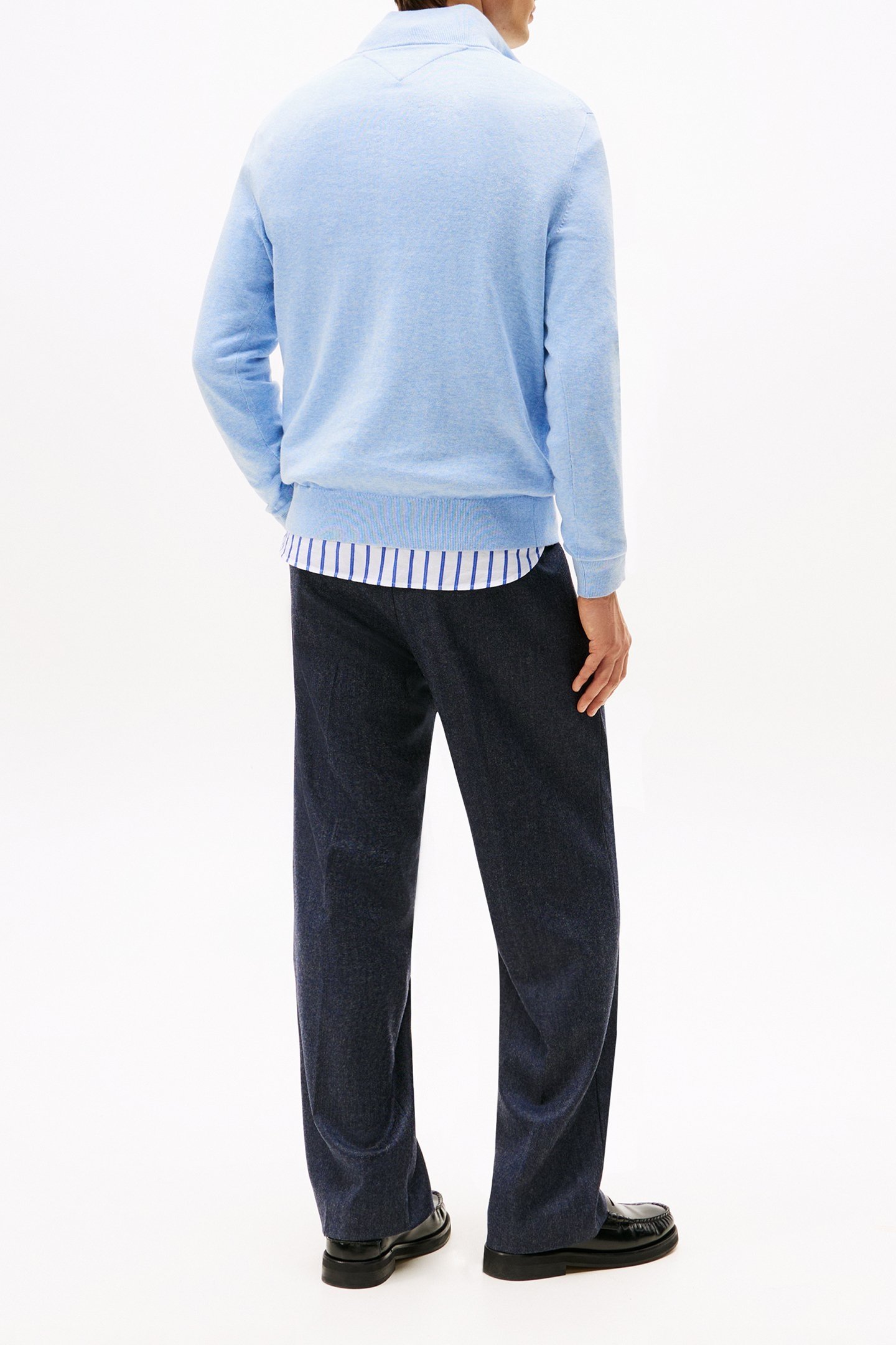 ESSENTIAL COTTON ZIP JUMPER VESSEL BLUE HEATHER 3
