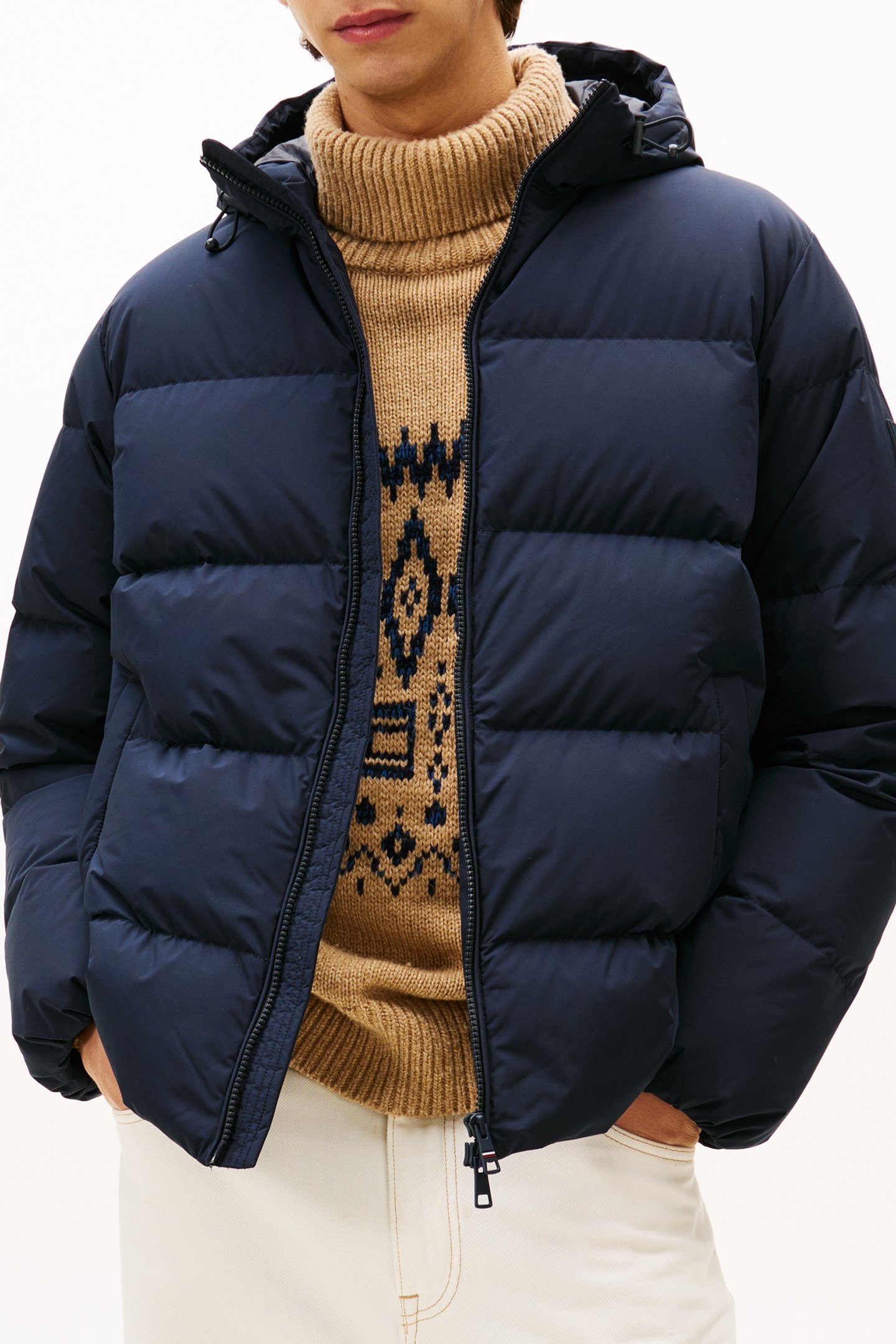 DOWN HOODED PUFFER JACKET NAVY BLUE 2