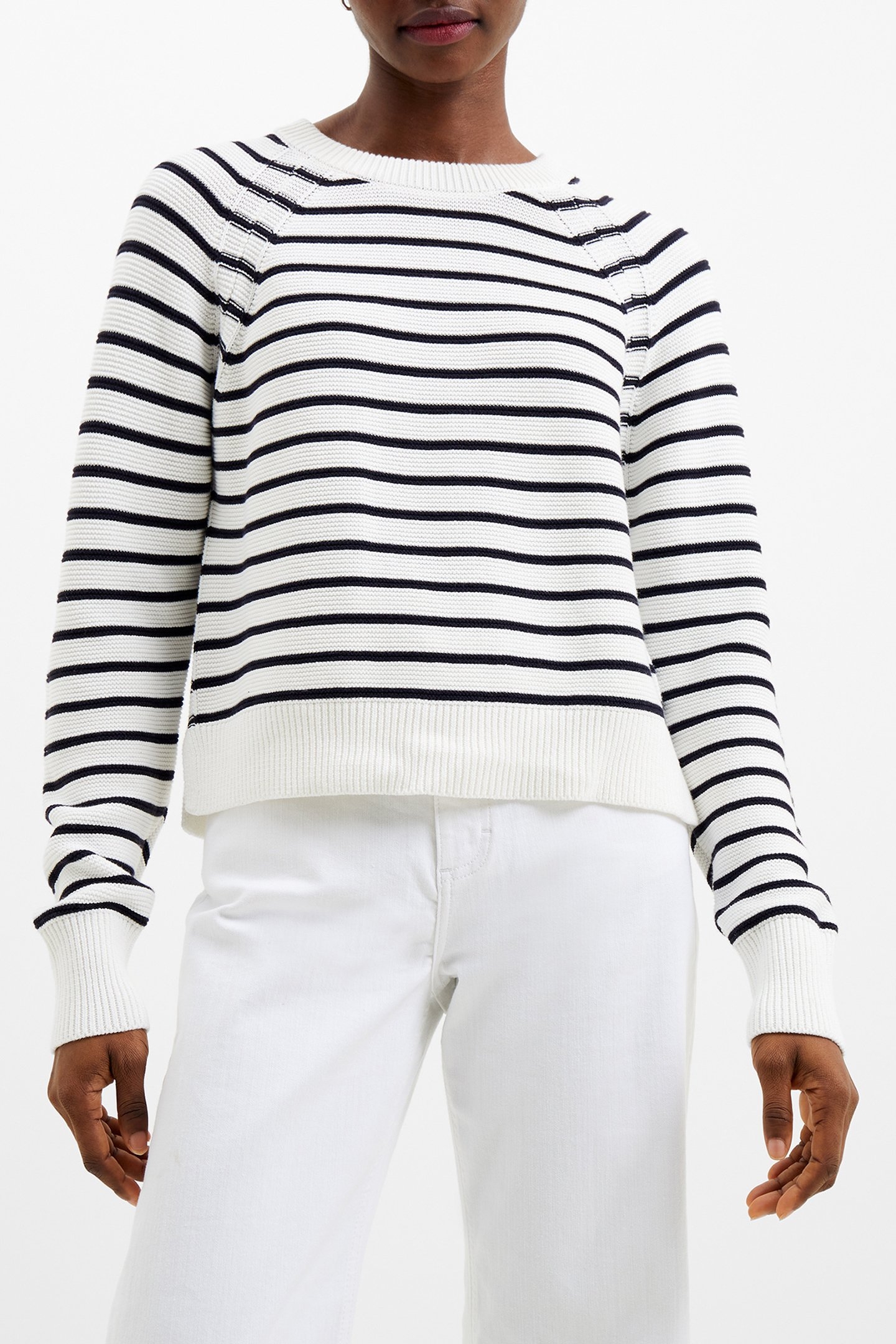 LILLIE MOZART STRP CRW NK JMPR SUMMER WH/UTILITY BL 1