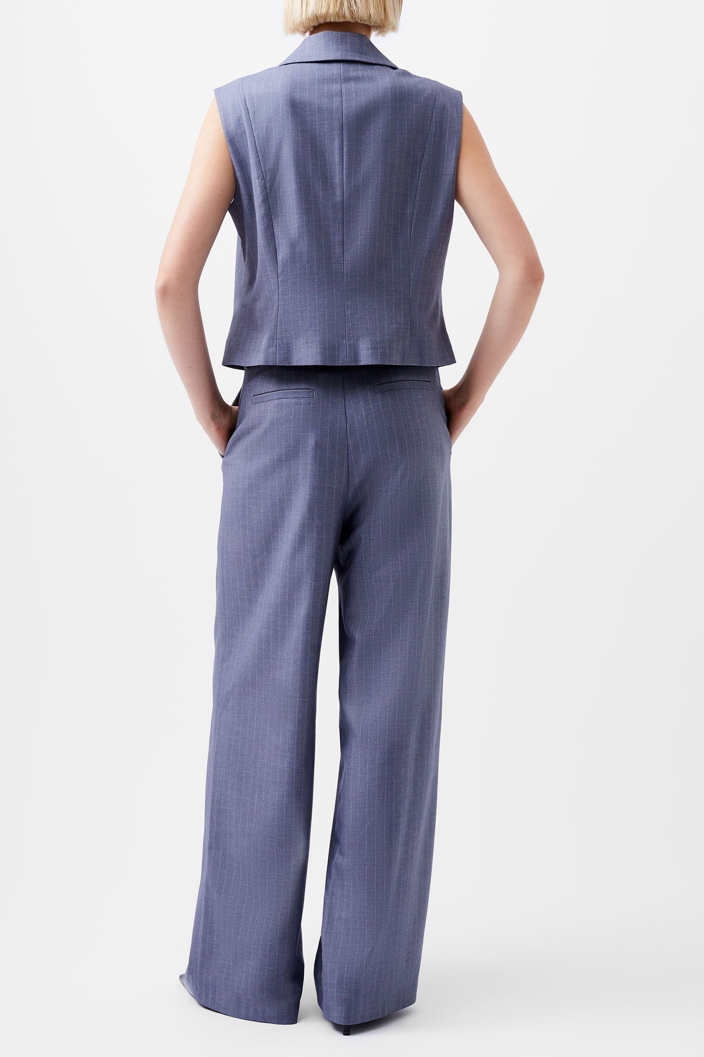 FIORELLA PIN STRIPE WAISTCOAT GREY 5