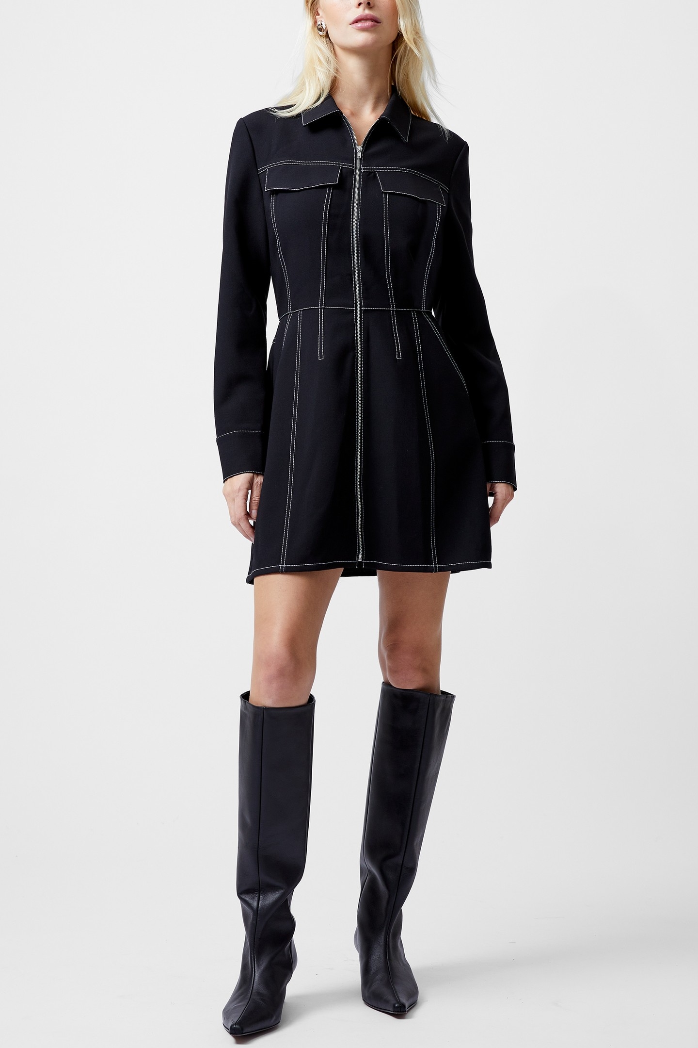 AZRA TWILL MINI DRESS UNLINED BLACK 2