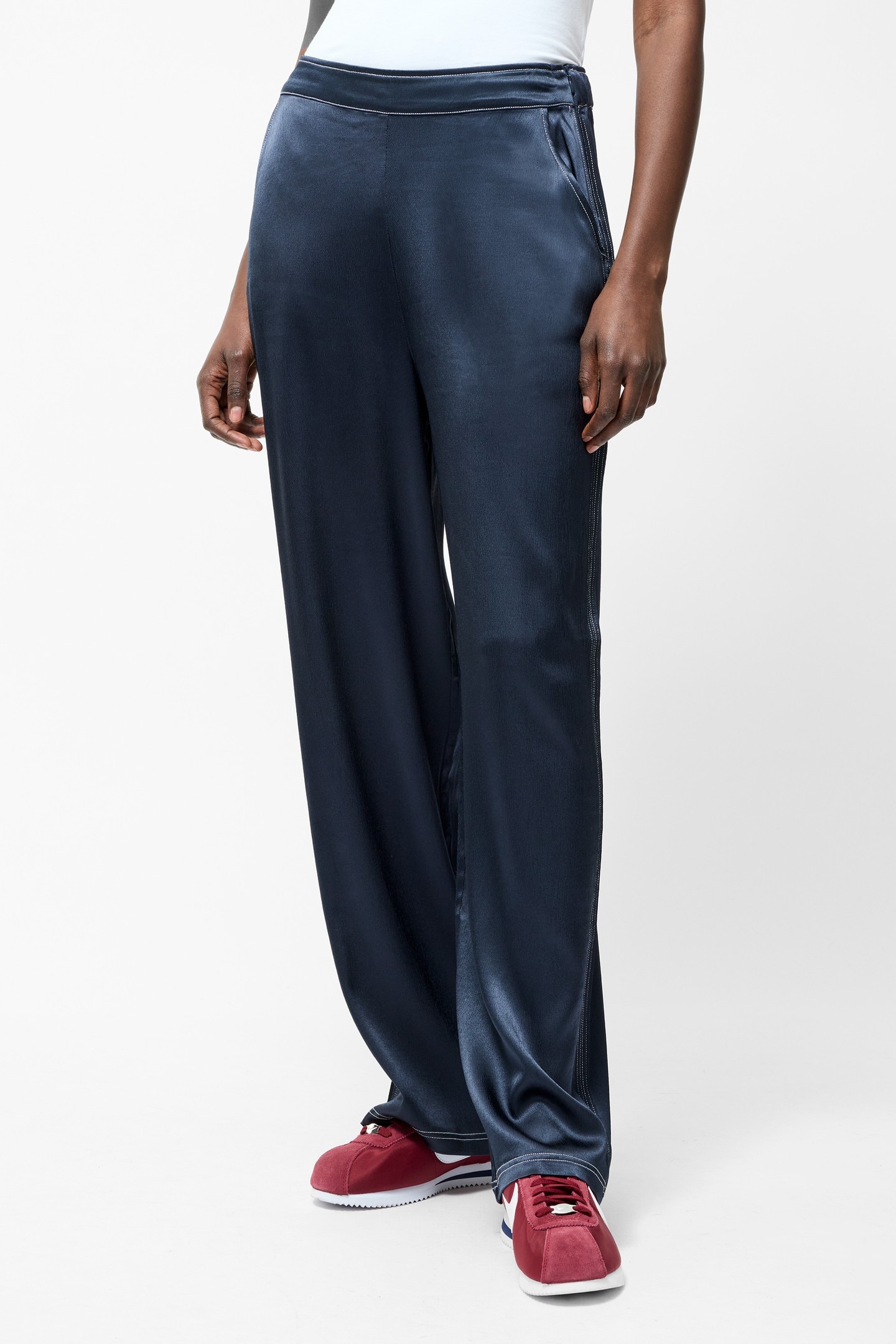 AKITA SATIN STRETCH TROUSERS NAVY 2