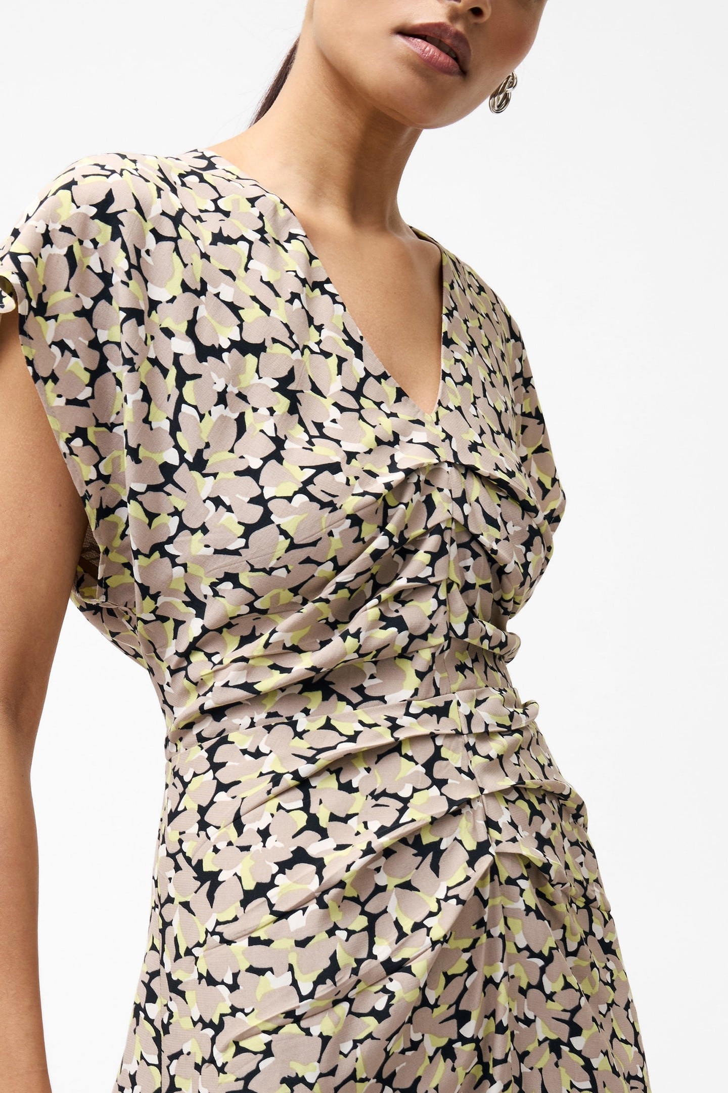 LILLIAN DRAPPED FRONT DRESS GOLDEN OLIVE KHAKI 8