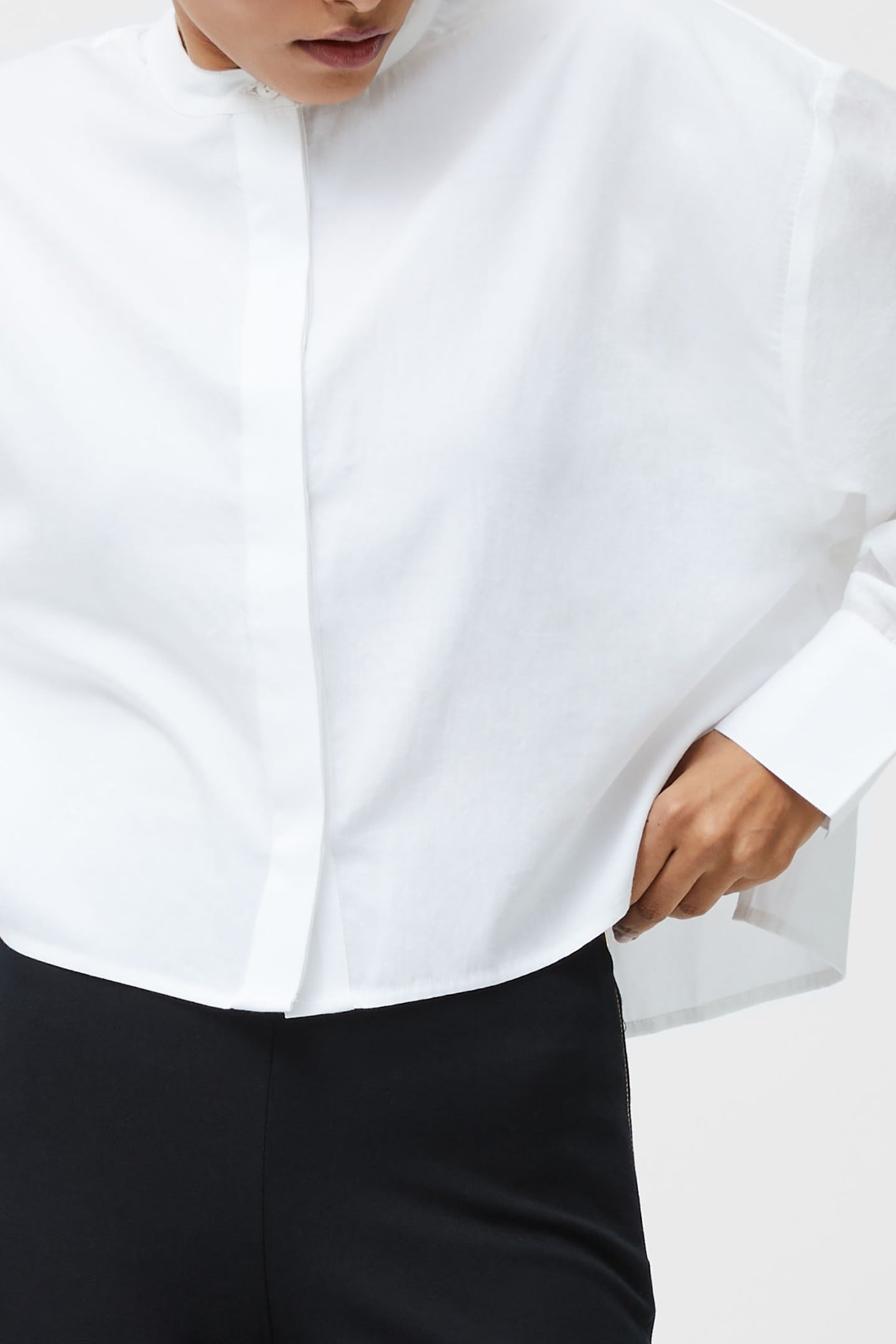 ALEXIS COTTON SHEER SLV SHIRT LINEN WHITE 4