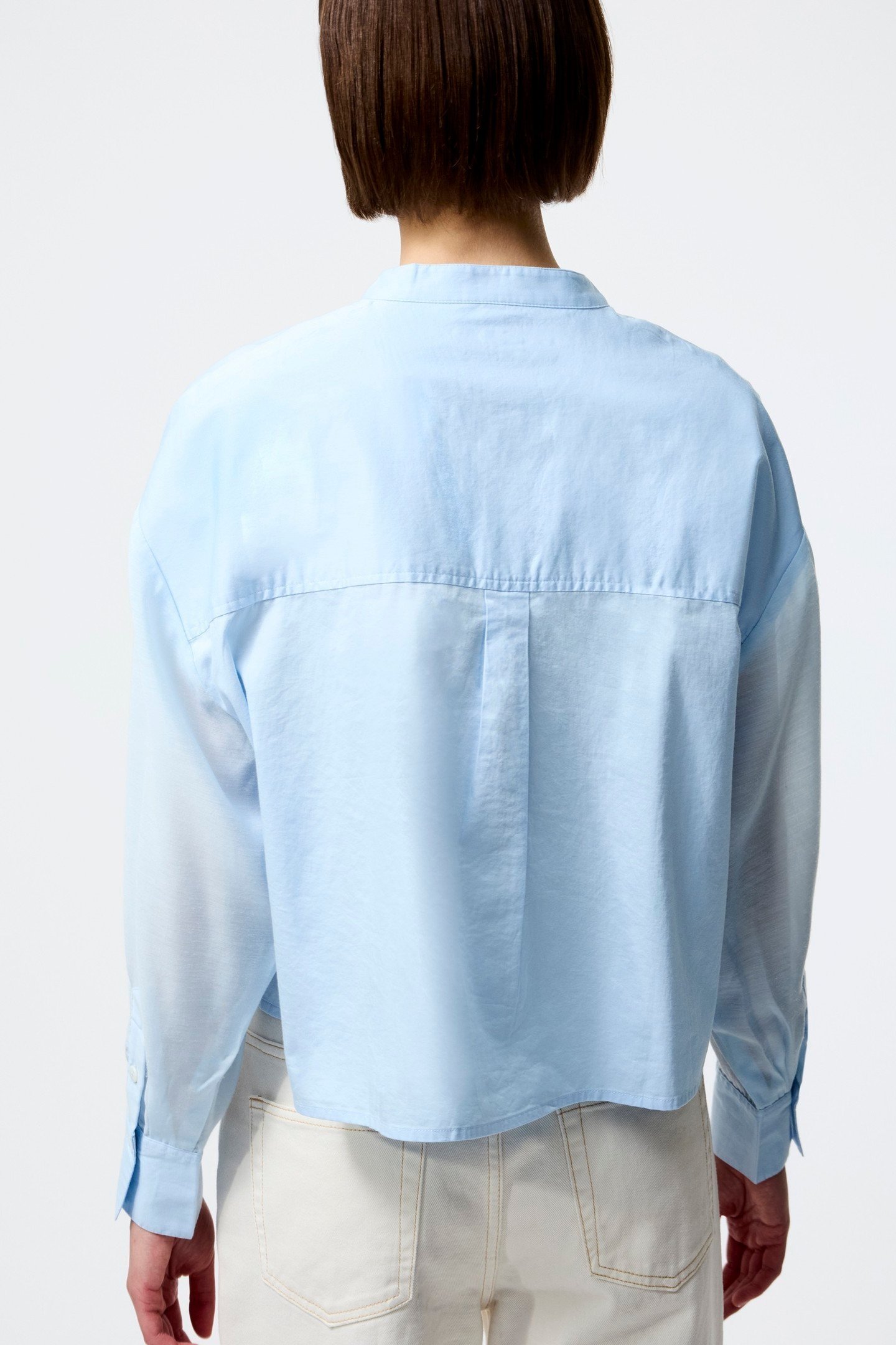 ALEXIS COTTON SHEER SLV SHIRT SKY BLUE 3