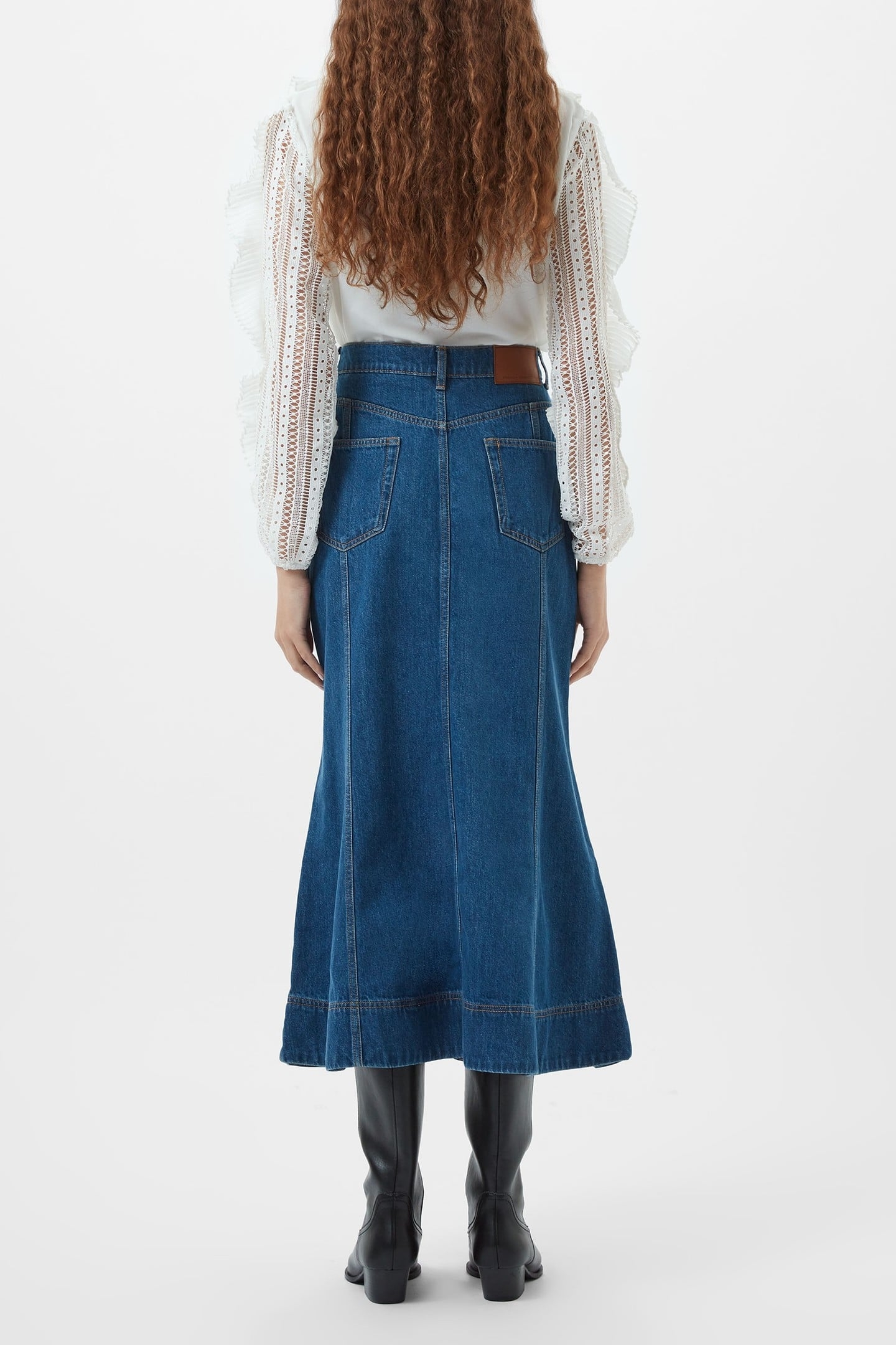 DENVER DENIM FLARE MIDI SKIRT VINTAGE BLUE 3