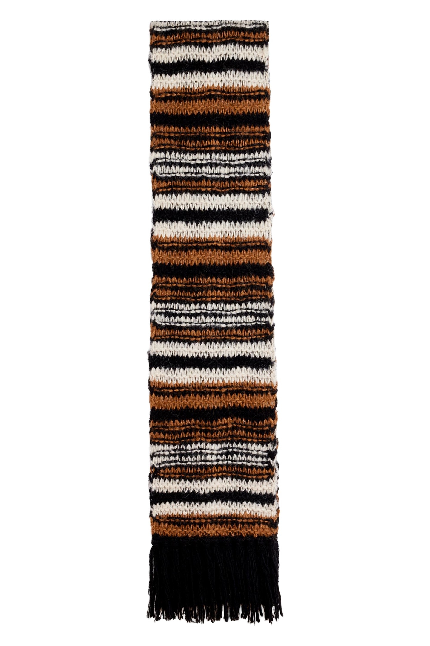 SOBRALIA TEXTURE STITCH STRIPE SCARF CARAMEL 1