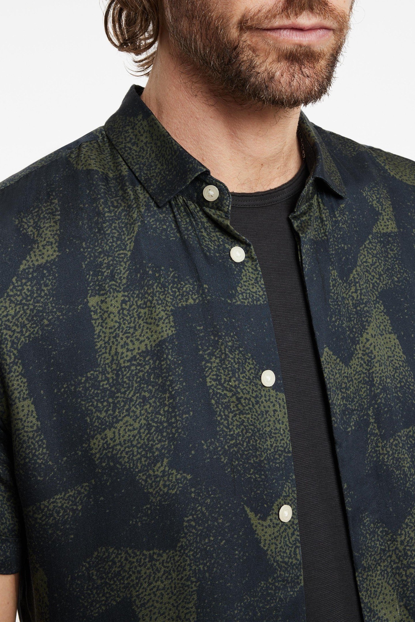 SS LOREN SPORTSHIRT W/ ABSTRACT GEO DEEP OLIVE 3