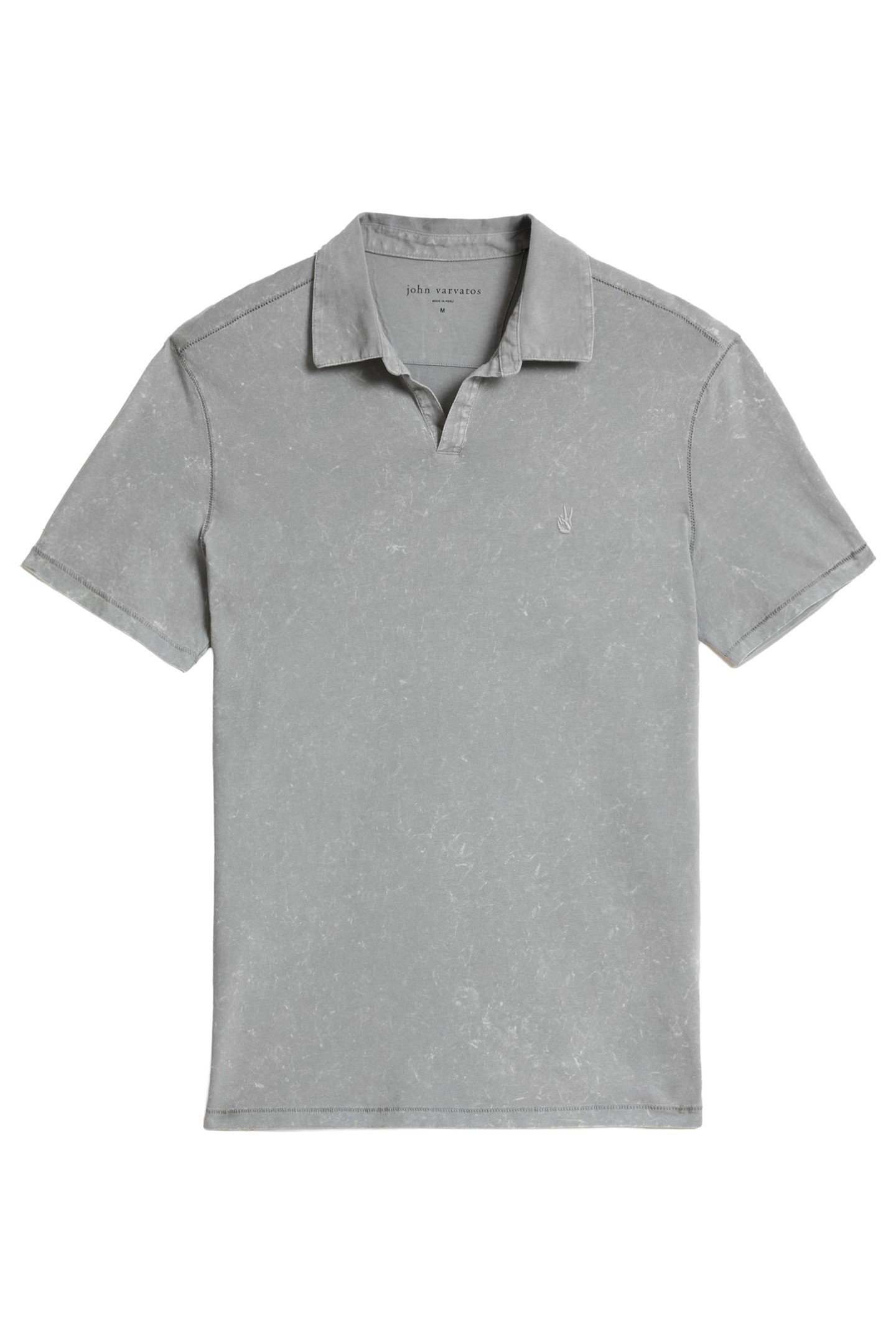 BODHI SS POLO IN MARBLE WASH MED GREY 1