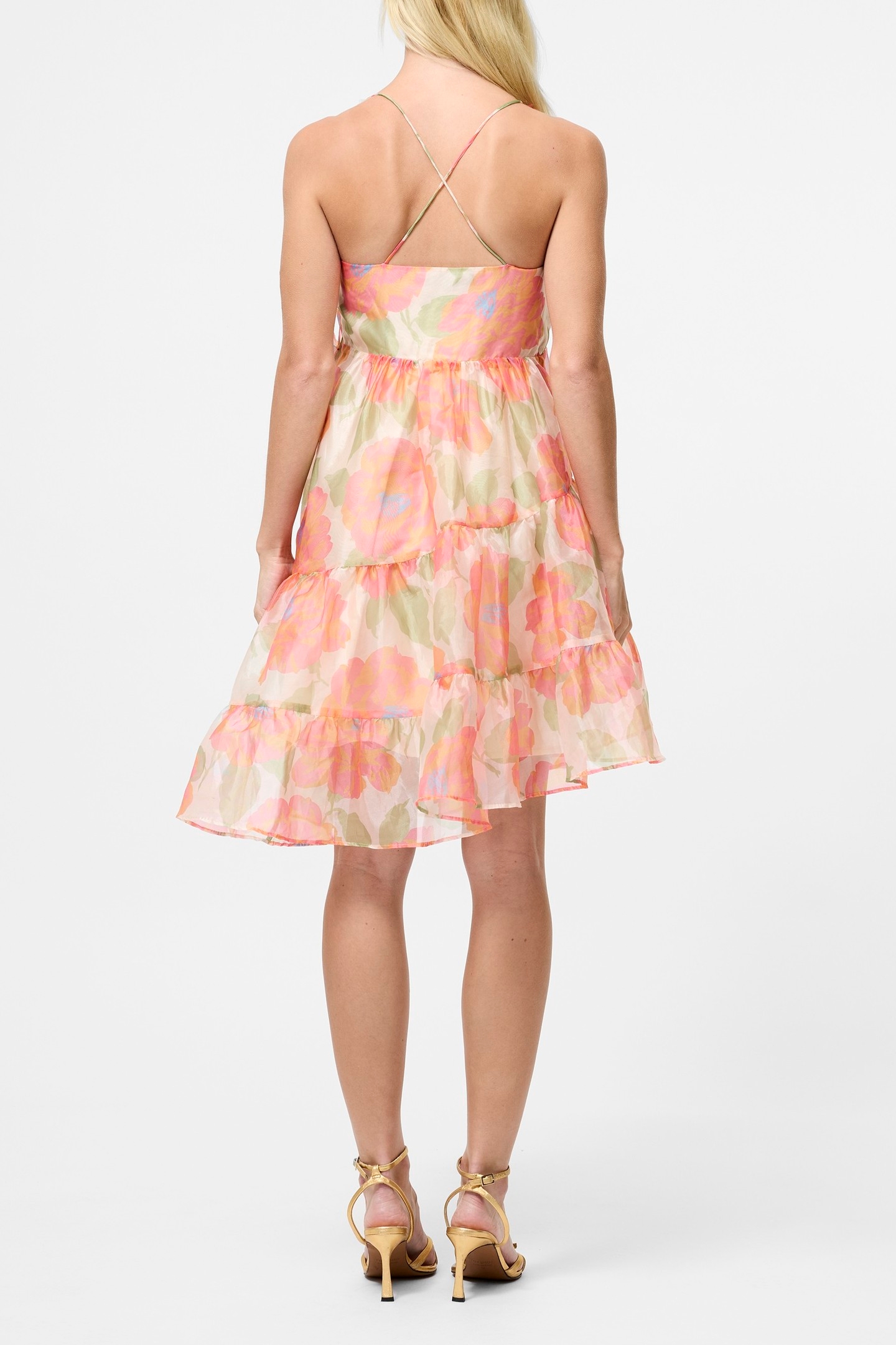 JASMINE ORGANZA HALTER NK DRES ORANGE MULTI 2