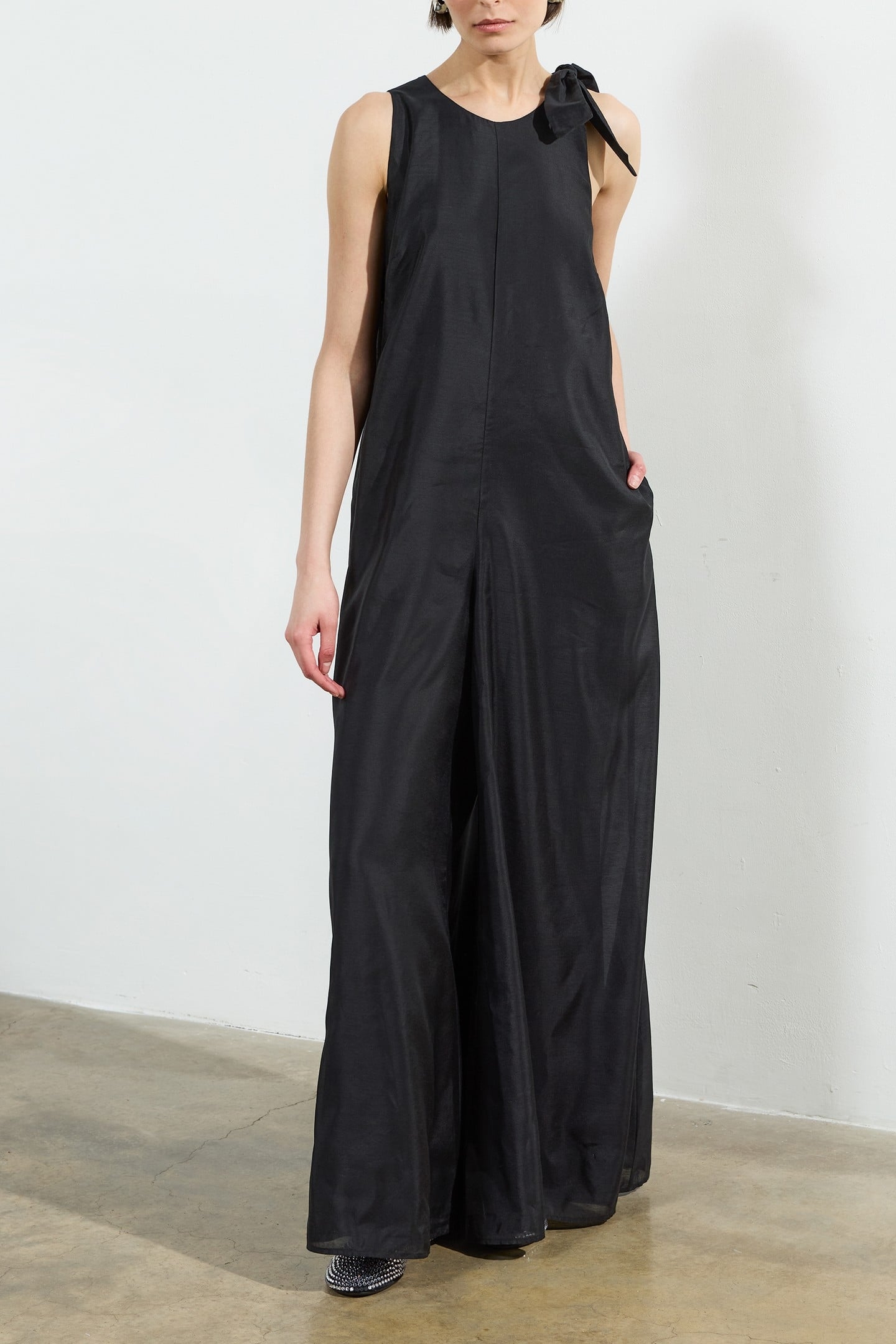 HOLLAND SHOULDER TIE JUMPSUIT BLACK 1