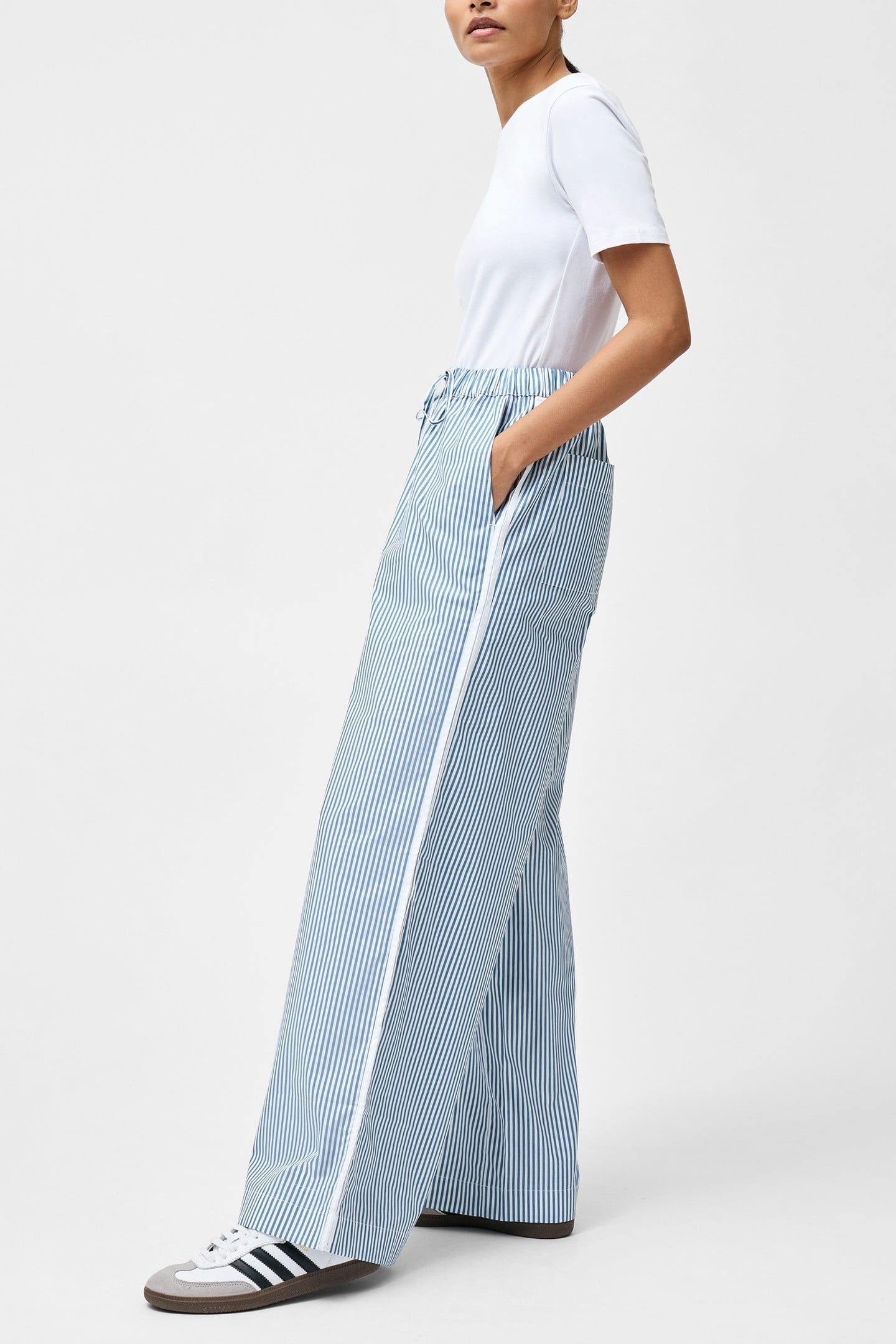 CAMBRIA COTTON STRIPED TROUSER LINEN WHITE/BLUE 3