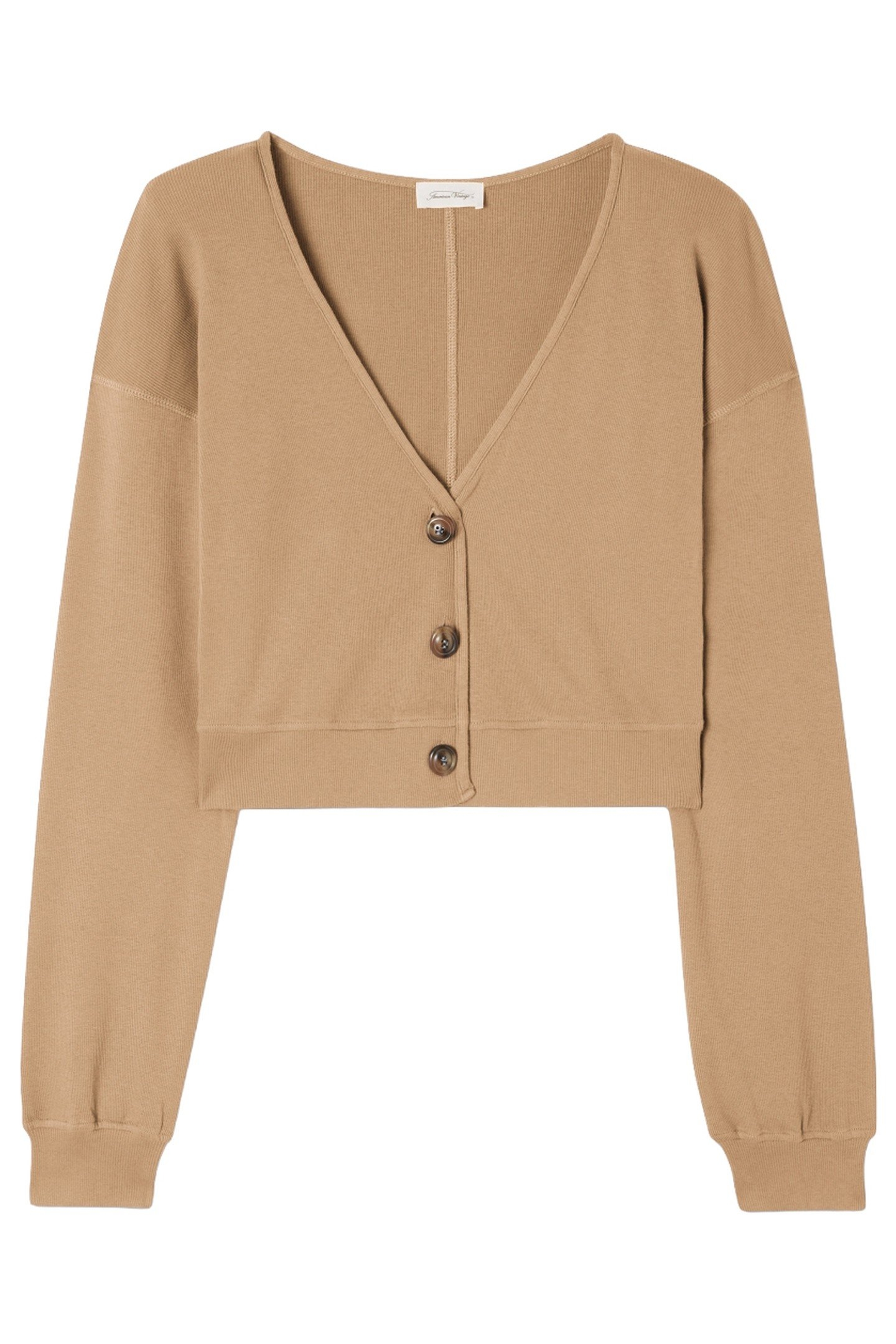 LONG-SLEEVED V-NECK BUTTON-DOWN VEST PRALINE 4